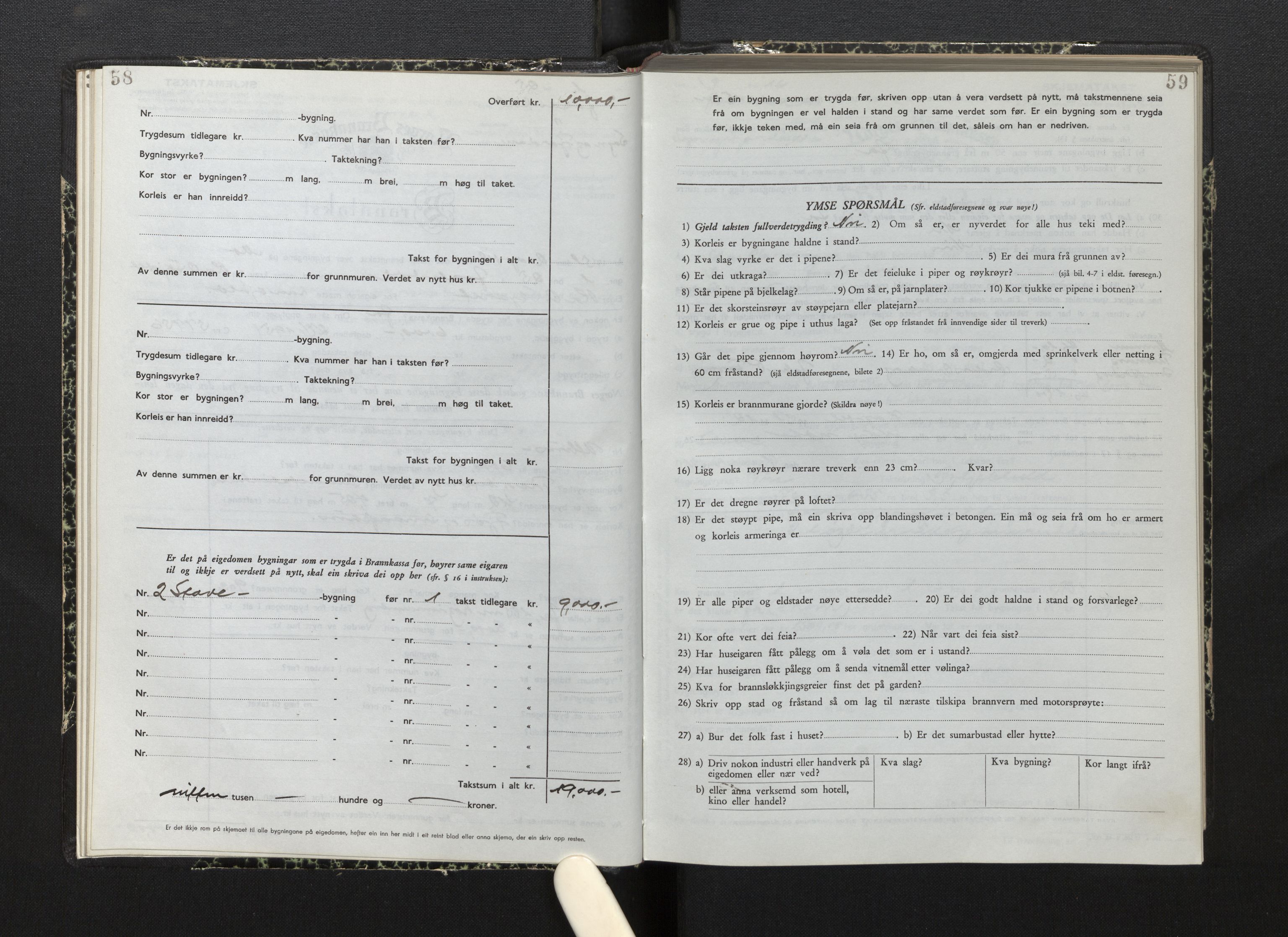 Lensmannen i Jostedal, SAB/A-28601/0012/L0007: Branntakstprotokoll, skjematakst, 1949-1955, s. 58-59