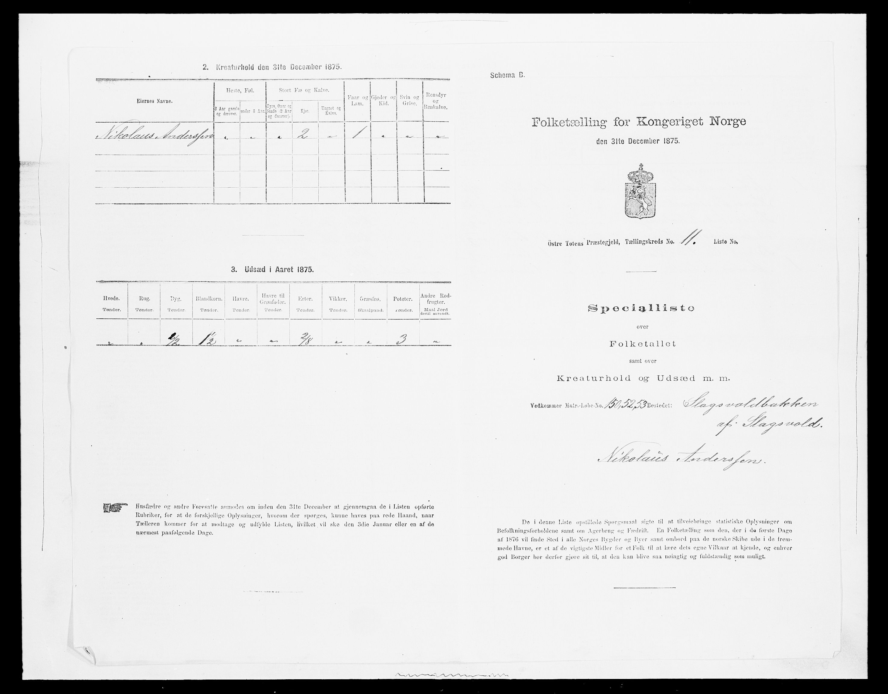 SAH, Folketelling 1875 for 0528P Østre Toten prestegjeld, 1875, s. 2180