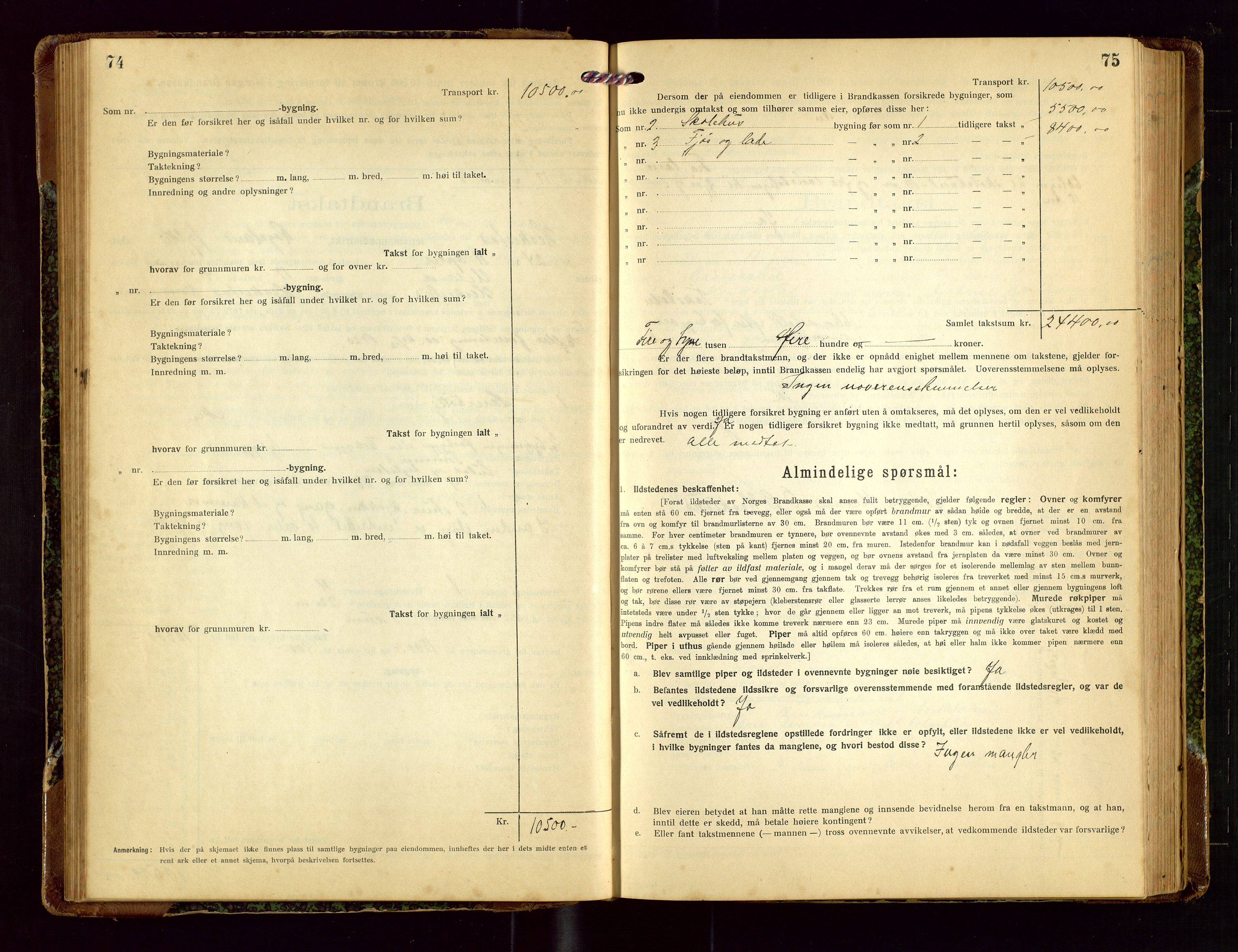 Heskestad lensmannskontor, SAST/A-100304/Gob/L0003: "Brandtakstprotokoll", 1922-1934, s. 74-75