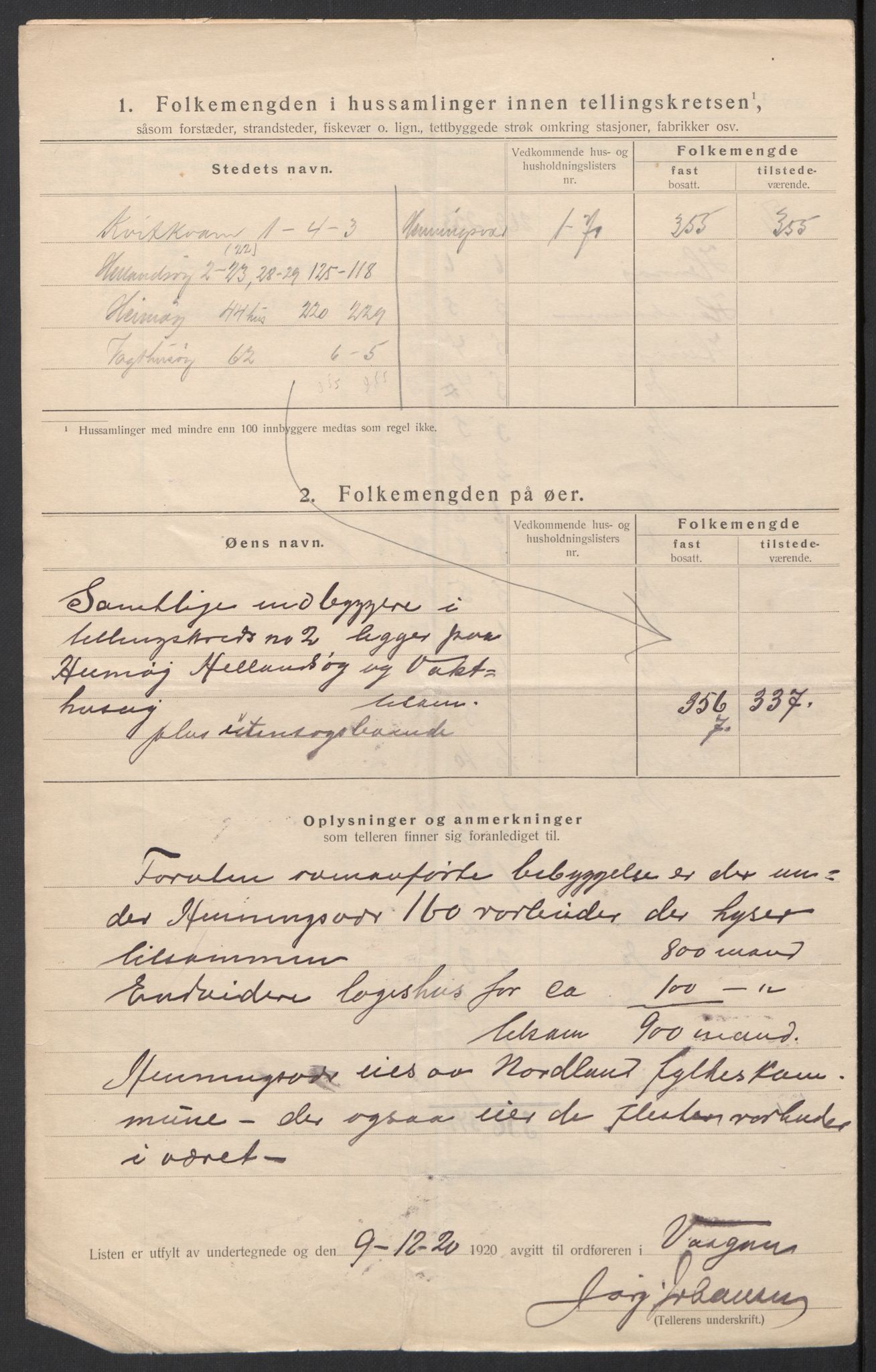 SAT, Folketelling 1920 for 1865 Vågan herred, 1920, s. 11