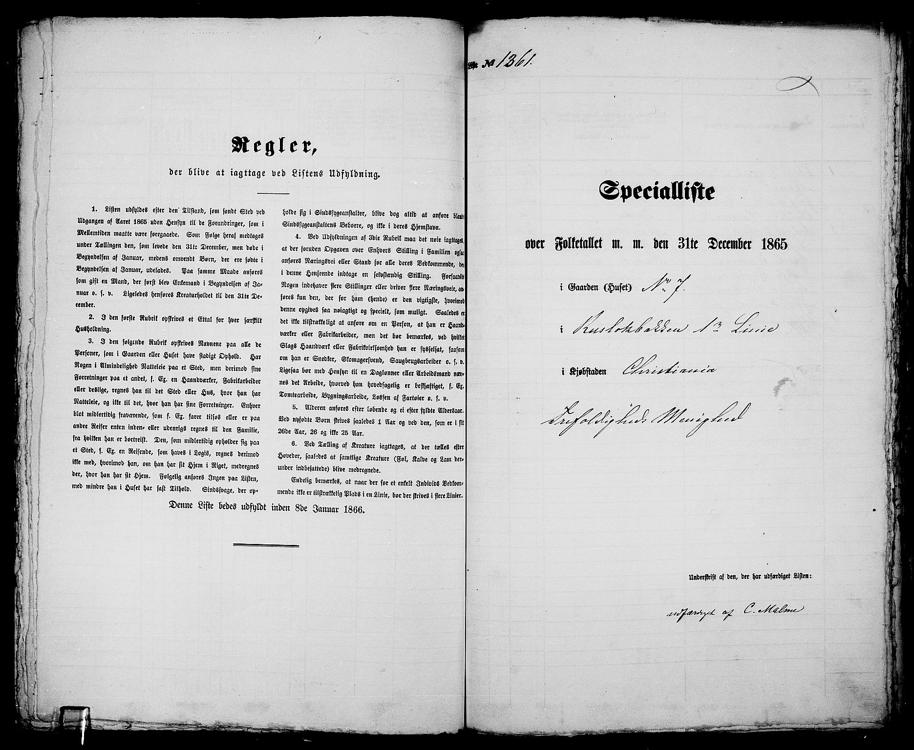 RA, Folketelling 1865 for 0301 Kristiania kjøpstad, 1865, s. 3082