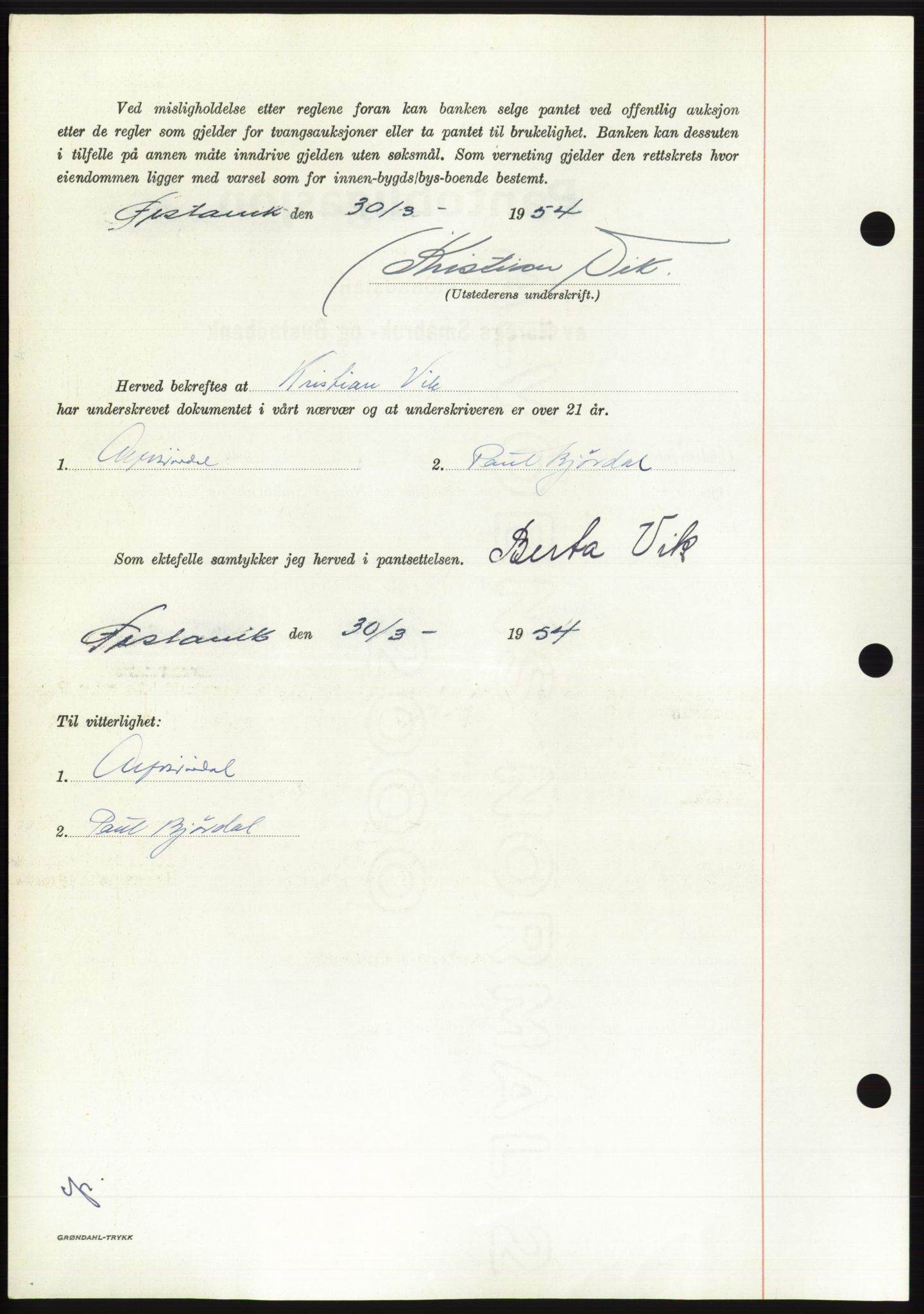 Søre Sunnmøre sorenskriveri, AV/SAT-A-4122/1/2/2C/L0124: Pantebok nr. 12B, 1953-1954, Dagboknr: 768/1954