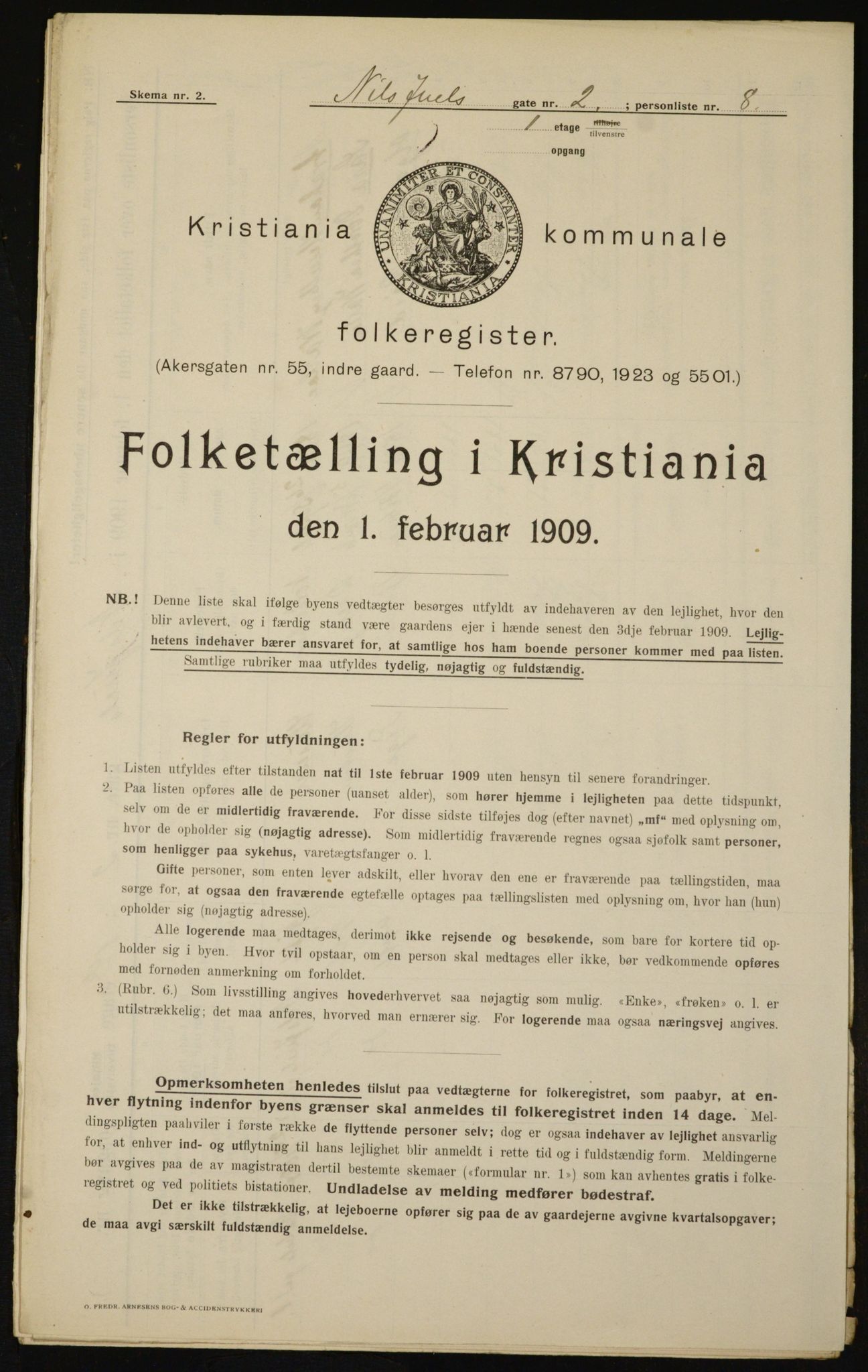 OBA, Kommunal folketelling 1.2.1909 for Kristiania kjøpstad, 1909, s. 63461