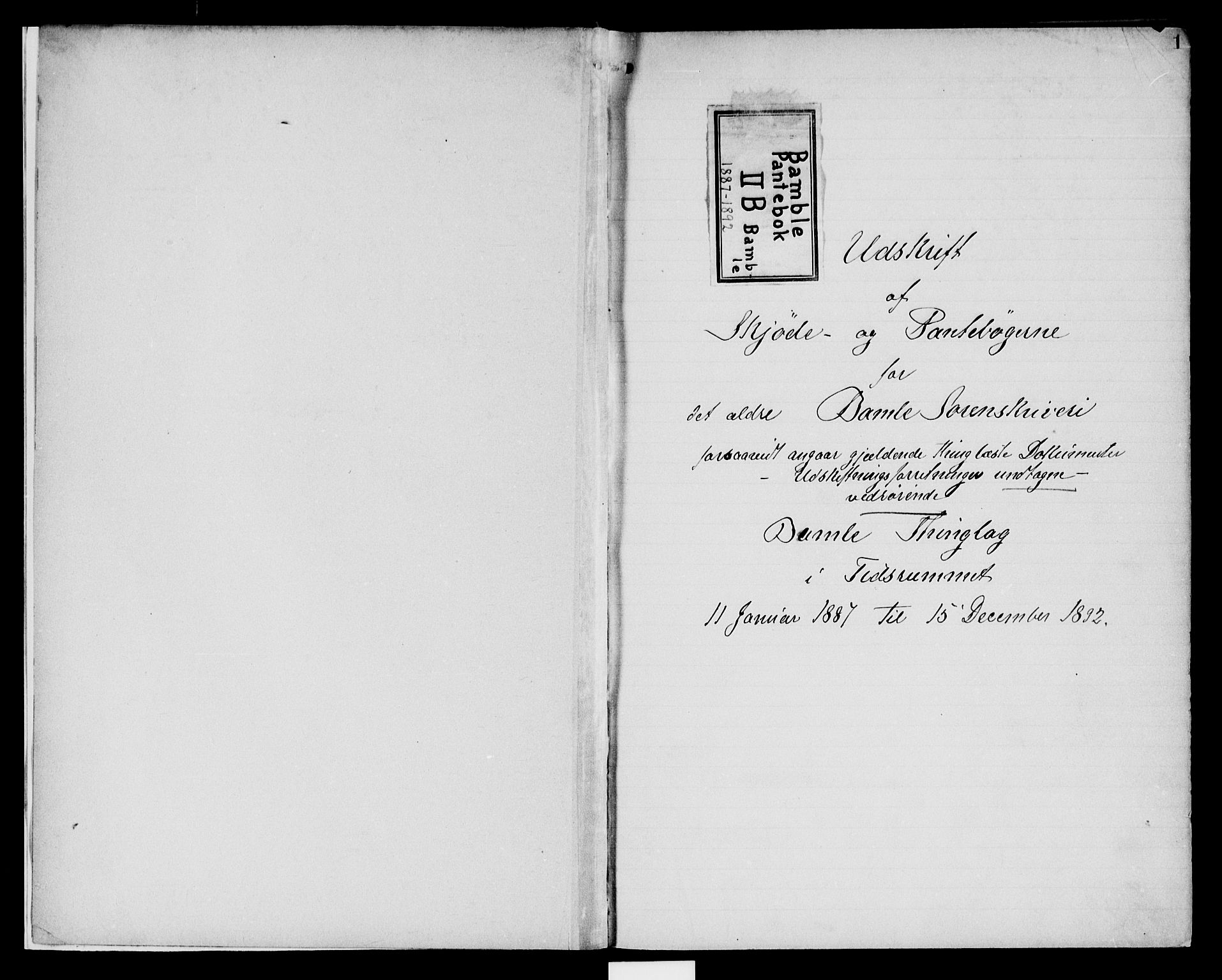 Bamble sorenskriveri, SAKO/A-214/G/Ga/Gab/L000B: Pantebok nr. II B, 1887-1892, s. 0-1