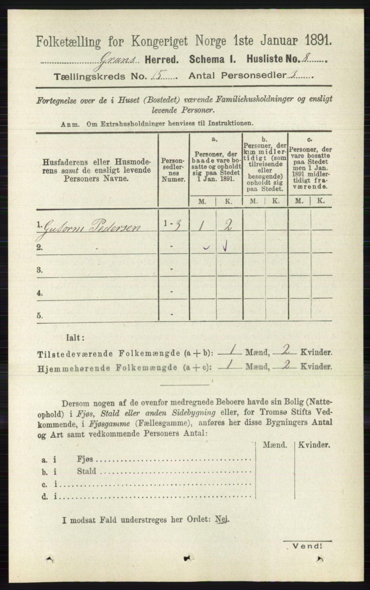 RA, Folketelling 1891 for 0534 Gran herred, 1891, s. 7548