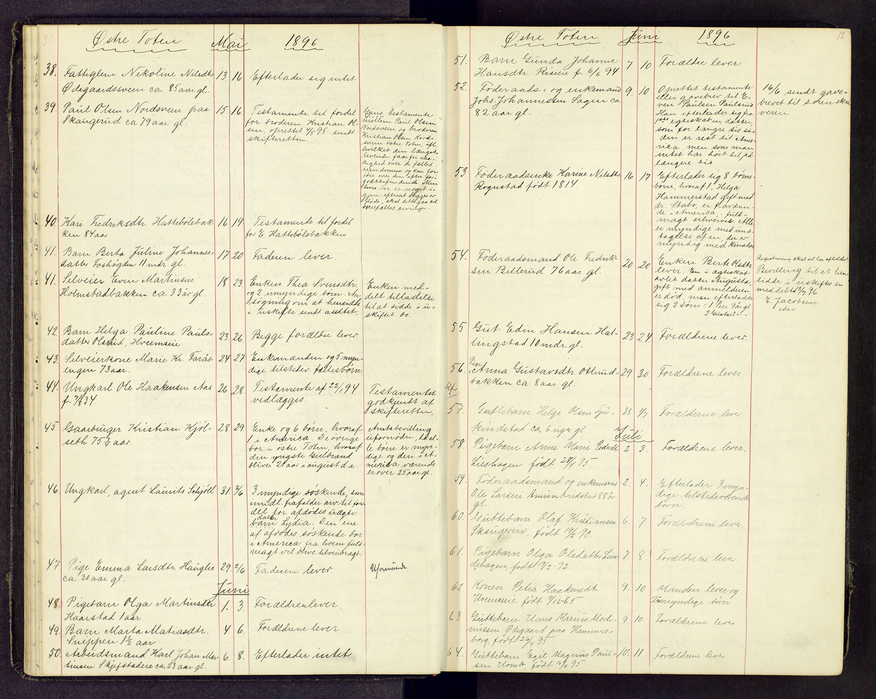 Toten tingrett, AV/SAH-TING-006/J/Jl/L0003: Dødsfallsjournal, 1893-1908, s. 11b-12a