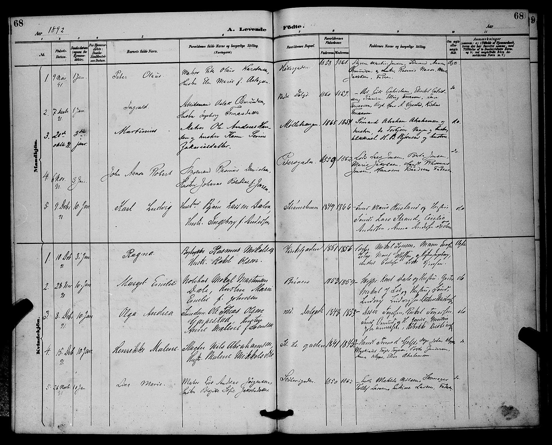 St. Johannes sokneprestkontor, AV/SAST-A-101814/001/30/30BB/L0002: Klokkerbok nr. B 2, 1888-1901, s. 68