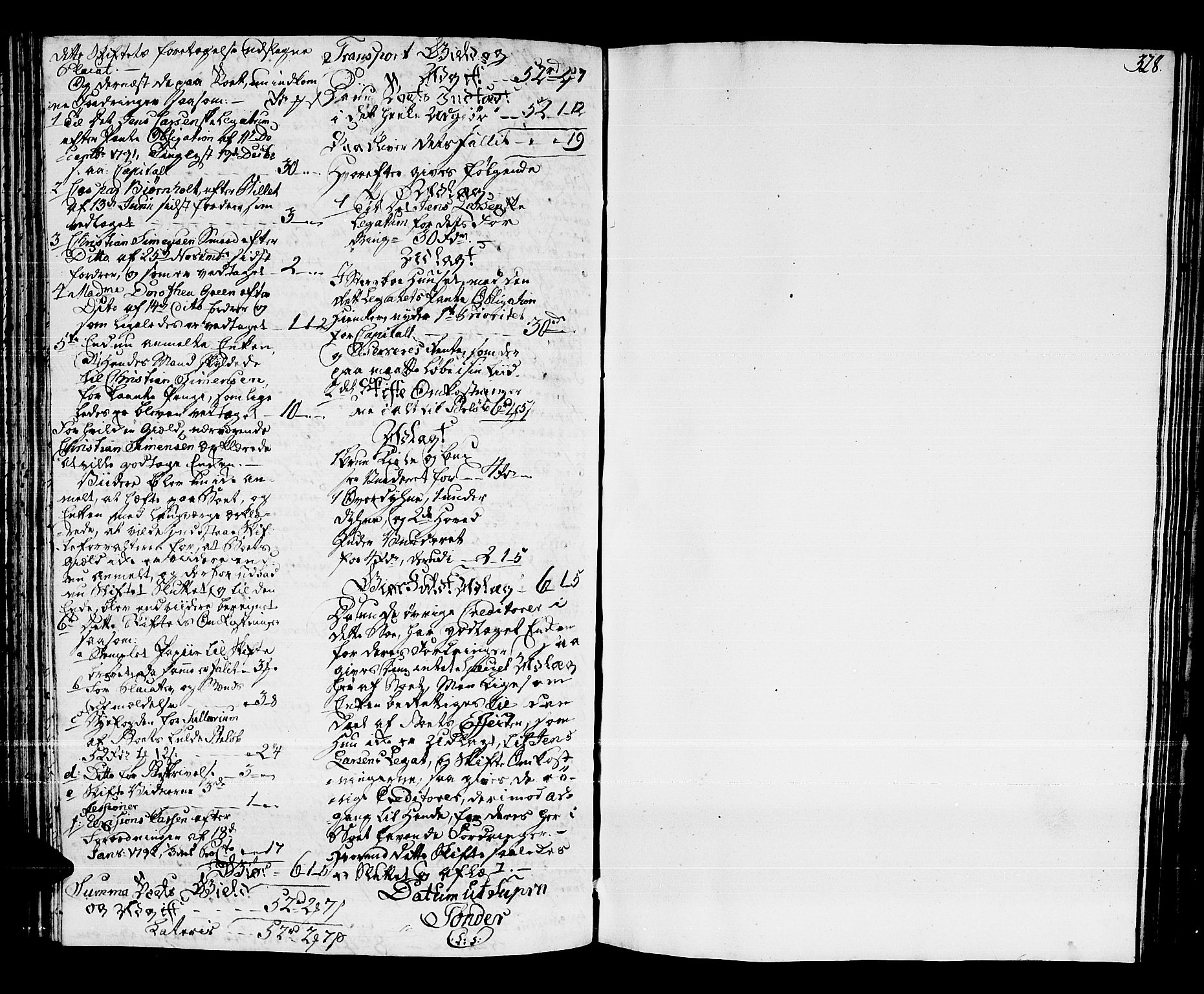 Kragerø byfogd, SAKO/A-215/H/Hb/L0002: Skifteprotokoll, 1775-1799, s. 327b-328a