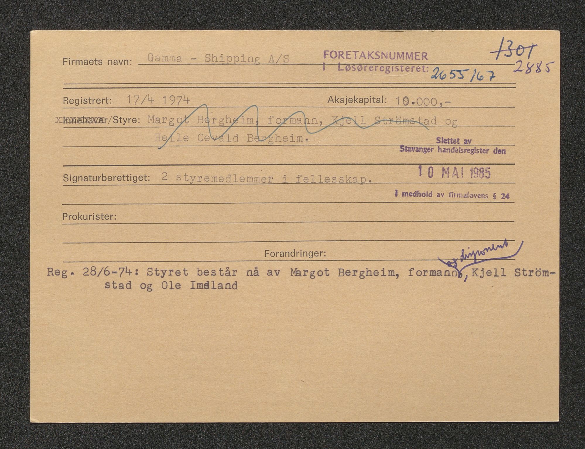Stavanger byfogd, SAST/A-101408/001/4/42/422/4221A/L0002: Register over slettede firma D-G, 1891-1987, s. 20