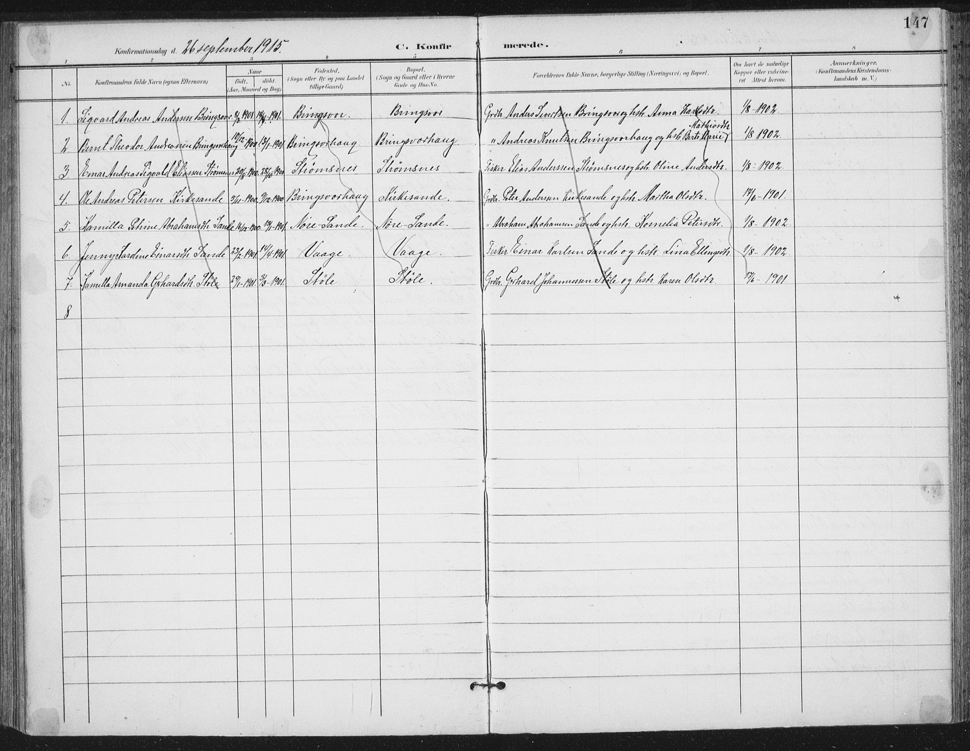 Ministerialprotokoller, klokkerbøker og fødselsregistre - Møre og Romsdal, AV/SAT-A-1454/503/L0038: Ministerialbok nr. 503A06, 1901-1917, s. 147