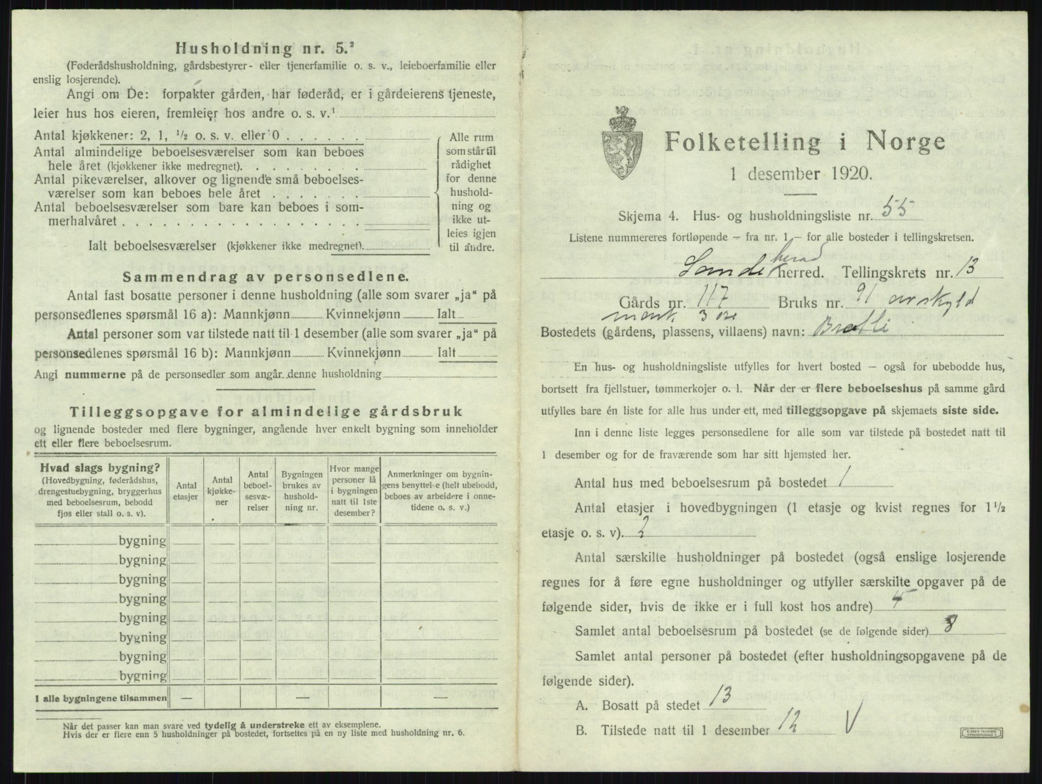 SAKO, Folketelling 1920 for 0724 Sandeherred herred, 1920, s. 2845