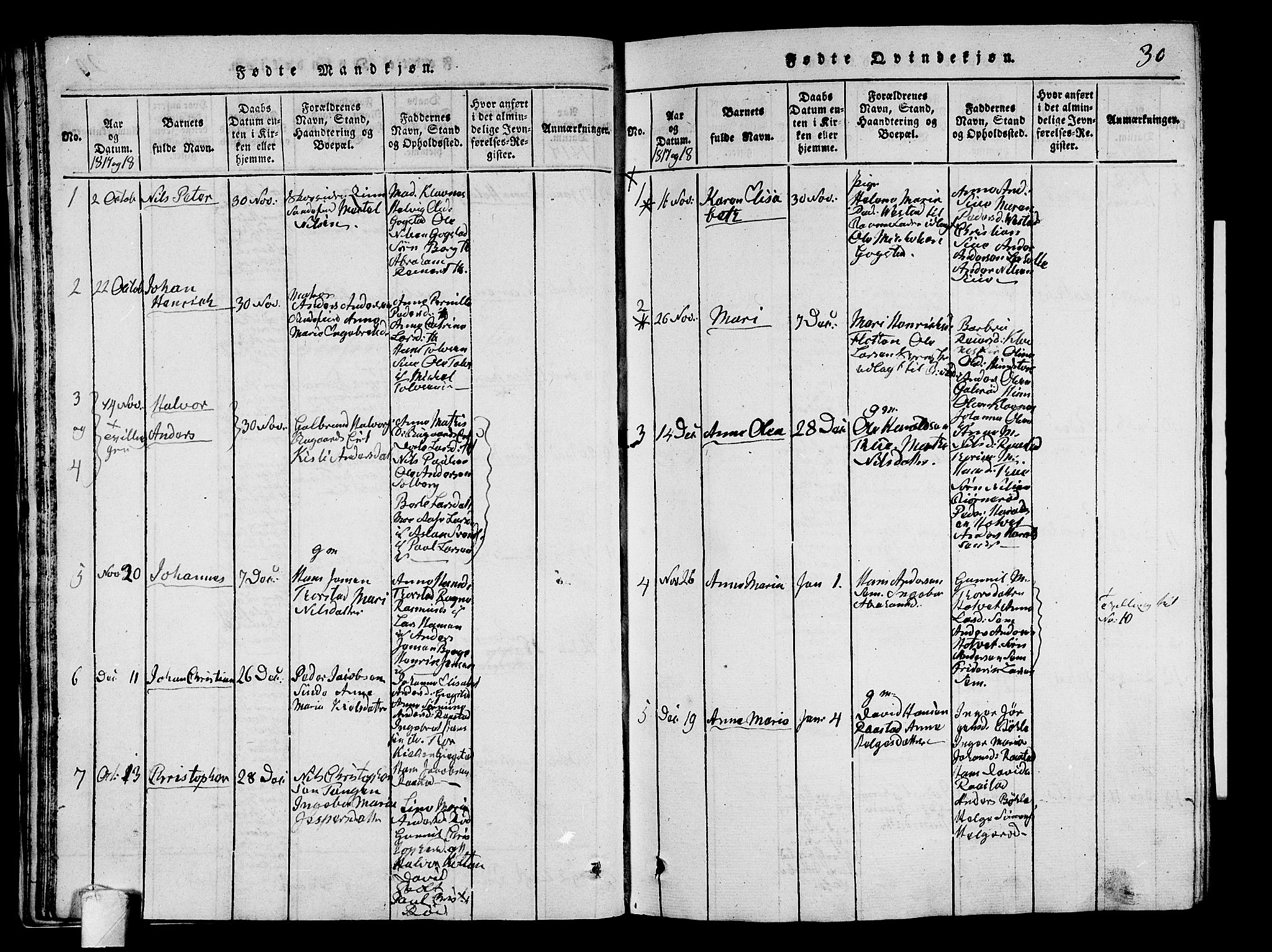 Sandar kirkebøker, AV/SAKO-A-243/G/Ga/L0001: Klokkerbok nr. 1, 1814-1835, s. 30