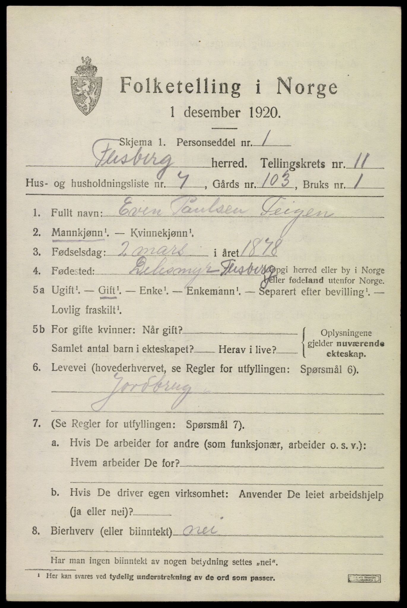 SAKO, Folketelling 1920 for 0631 Flesberg herred, 1920, s. 3771