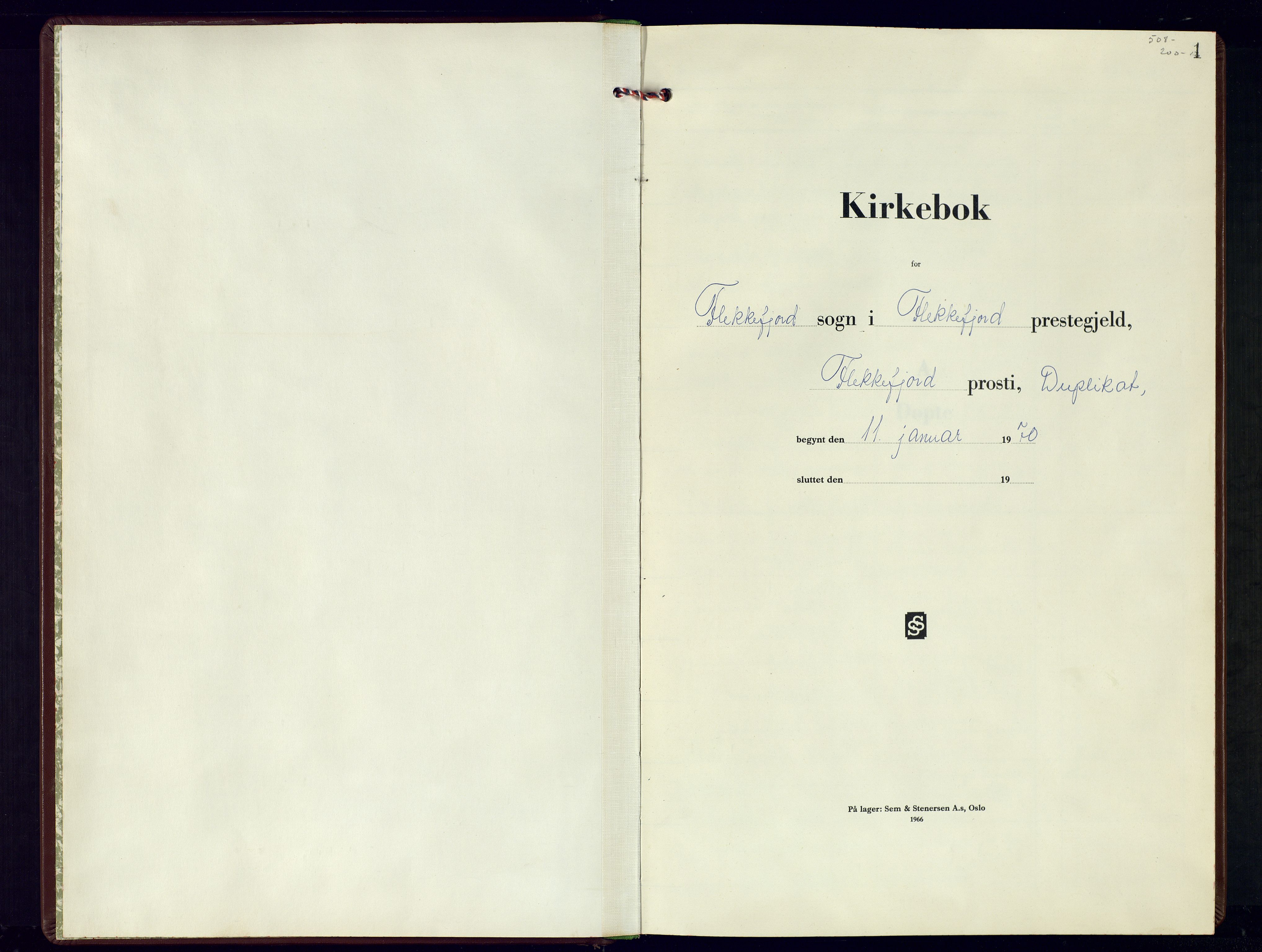 Flekkefjord sokneprestkontor, SAK/1111-0012/F/Fb/Fba/L0002: Klokkerbok nr. B-2, 1970-1978, s. 1