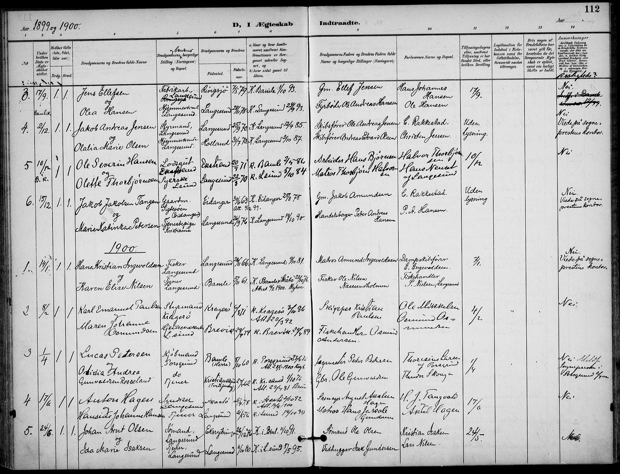 Langesund kirkebøker, AV/SAKO-A-280/F/Fa/L0003: Ministerialbok nr. 3, 1893-1907, s. 112