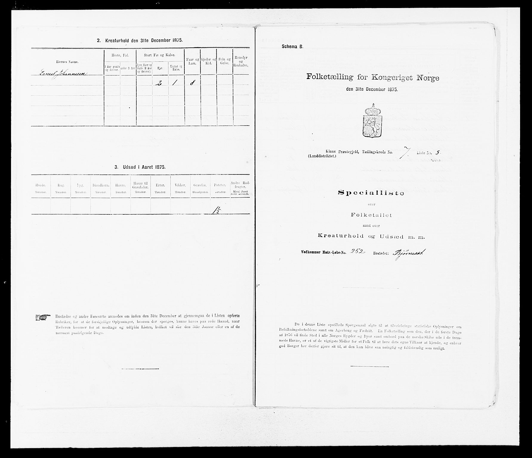 SAB, Folketelling 1875 for 1437L Kinn prestegjeld, Kinn sokn og Svanøy sokn, 1875, s. 653