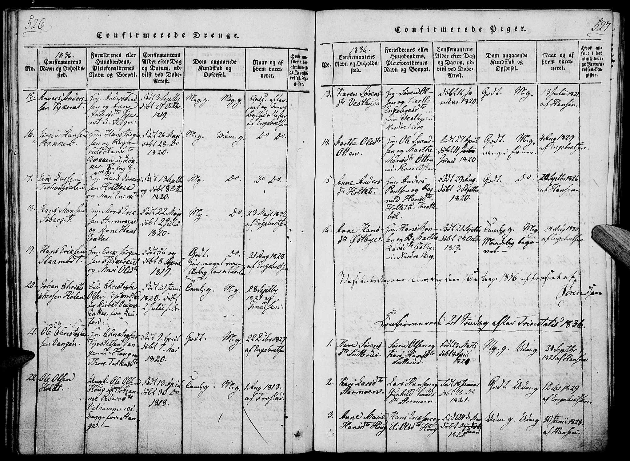 Nord-Odal prestekontor, AV/SAH-PREST-032/H/Ha/Haa/L0001: Ministerialbok nr. 1, 1819-1838, s. 526-527