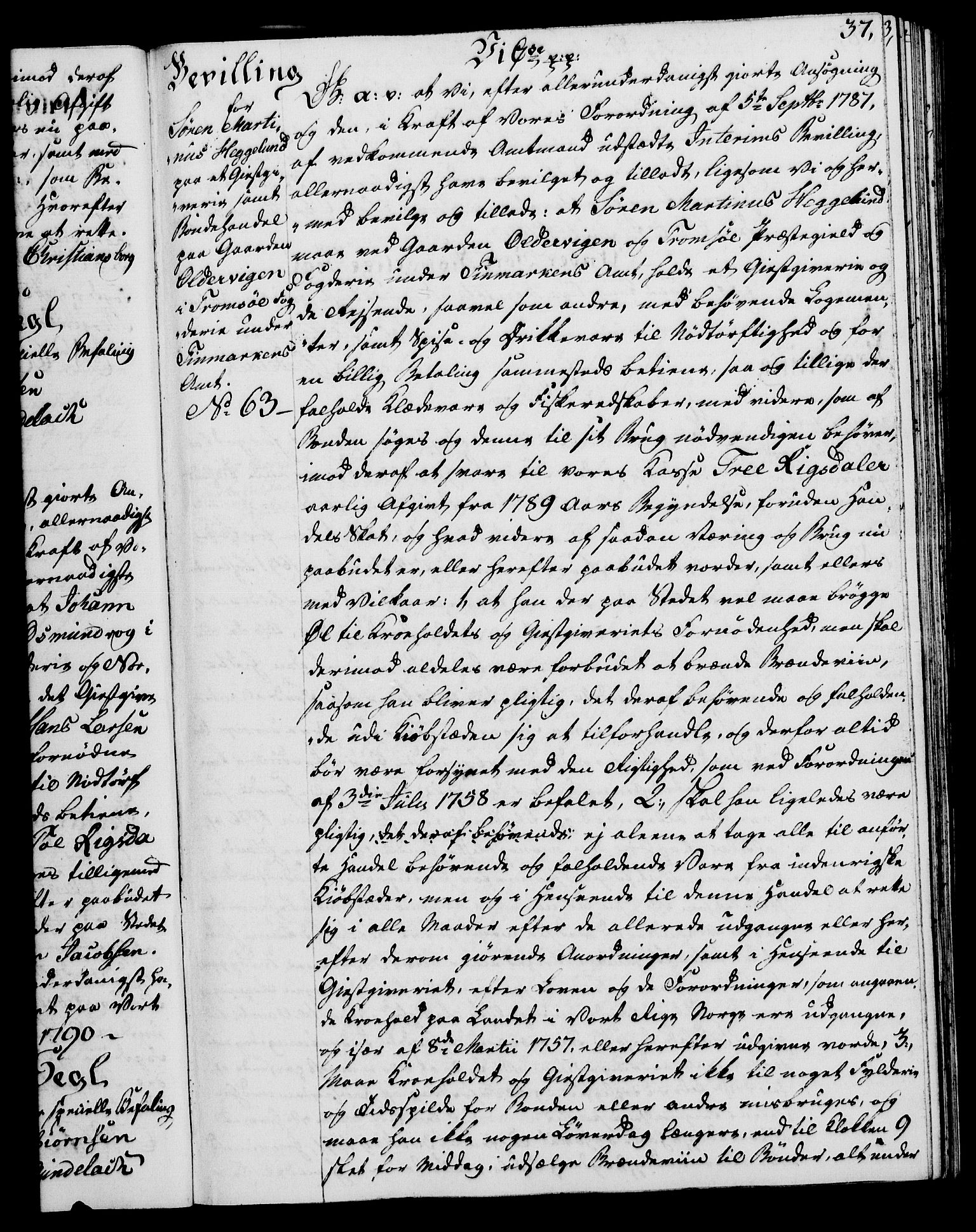 Rentekammeret, Kammerkanselliet, AV/RA-EA-3111/G/Gg/Gga/L0015: Norsk ekspedisjonsprotokoll med register (merket RK 53.15), 1790-1791, s. 37