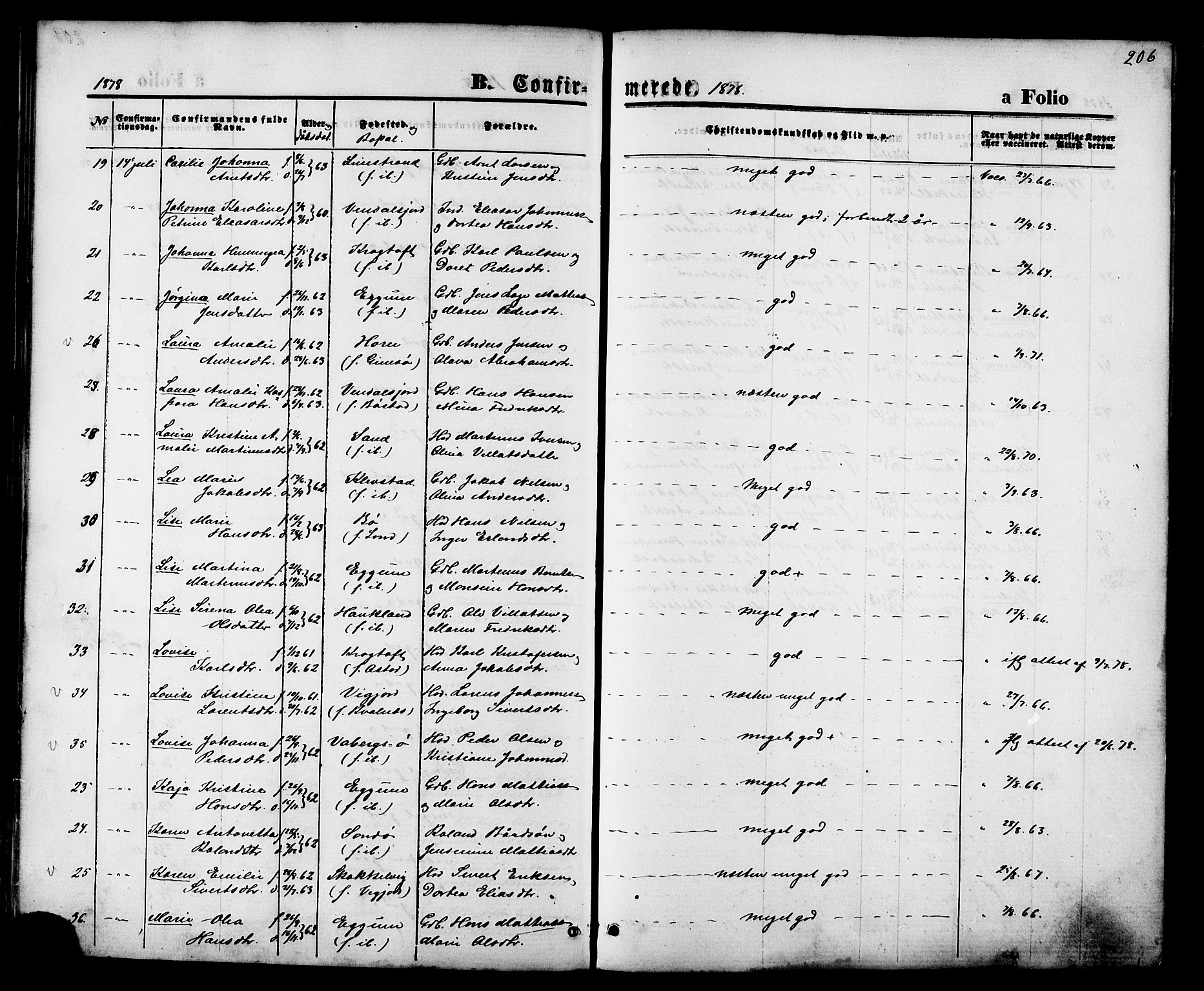 Ministerialprotokoller, klokkerbøker og fødselsregistre - Nordland, AV/SAT-A-1459/880/L1132: Ministerialbok nr. 880A06, 1869-1887, s. 206