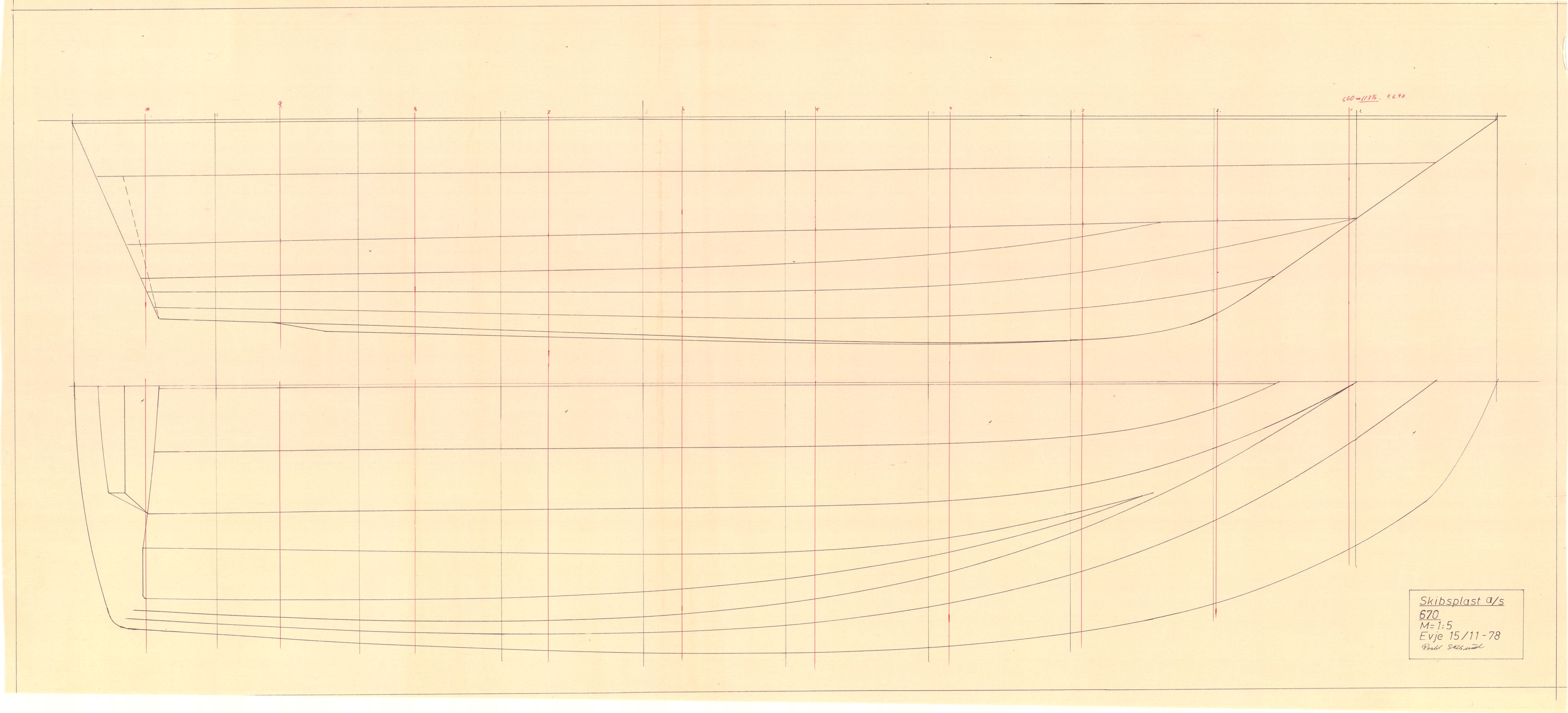 Skibsplast, AAKS/PA-2968/01/T/T02/L0030: Skibsplast 670-700 kontrollmål + skisser, 1978-1986