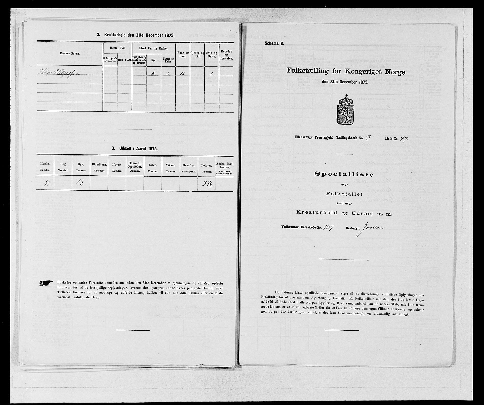 SAB, Folketelling 1875 for 1230P Ullensvang prestegjeld, 1875, s. 281