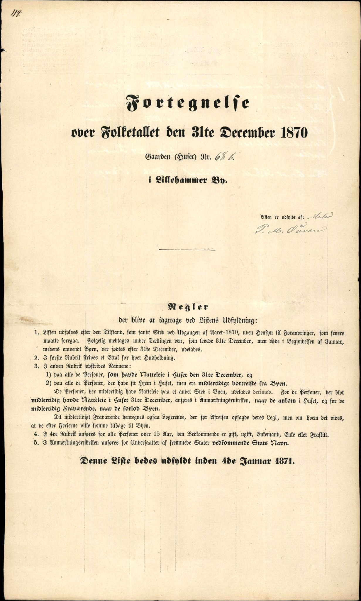 RA, Folketelling 1870 for 0501 Lillehammer kjøpstad, 1870, s. 114