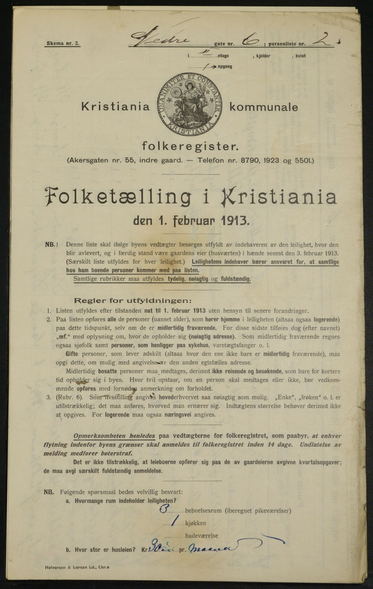 OBA, Kommunal folketelling 1.2.1913 for Kristiania, 1913, s. 69130