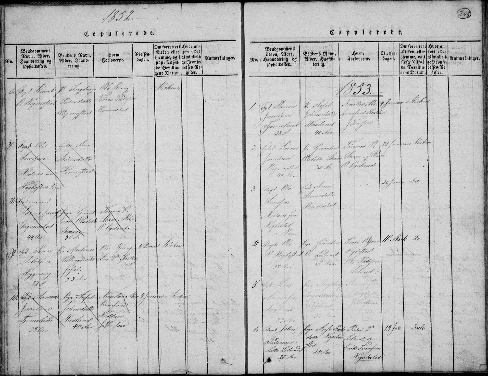 Nord-Audnedal sokneprestkontor, SAK/1111-0032/F/Fb/Fbb/L0001: Klokkerbok nr. B 1, 1816-1858, s. 208