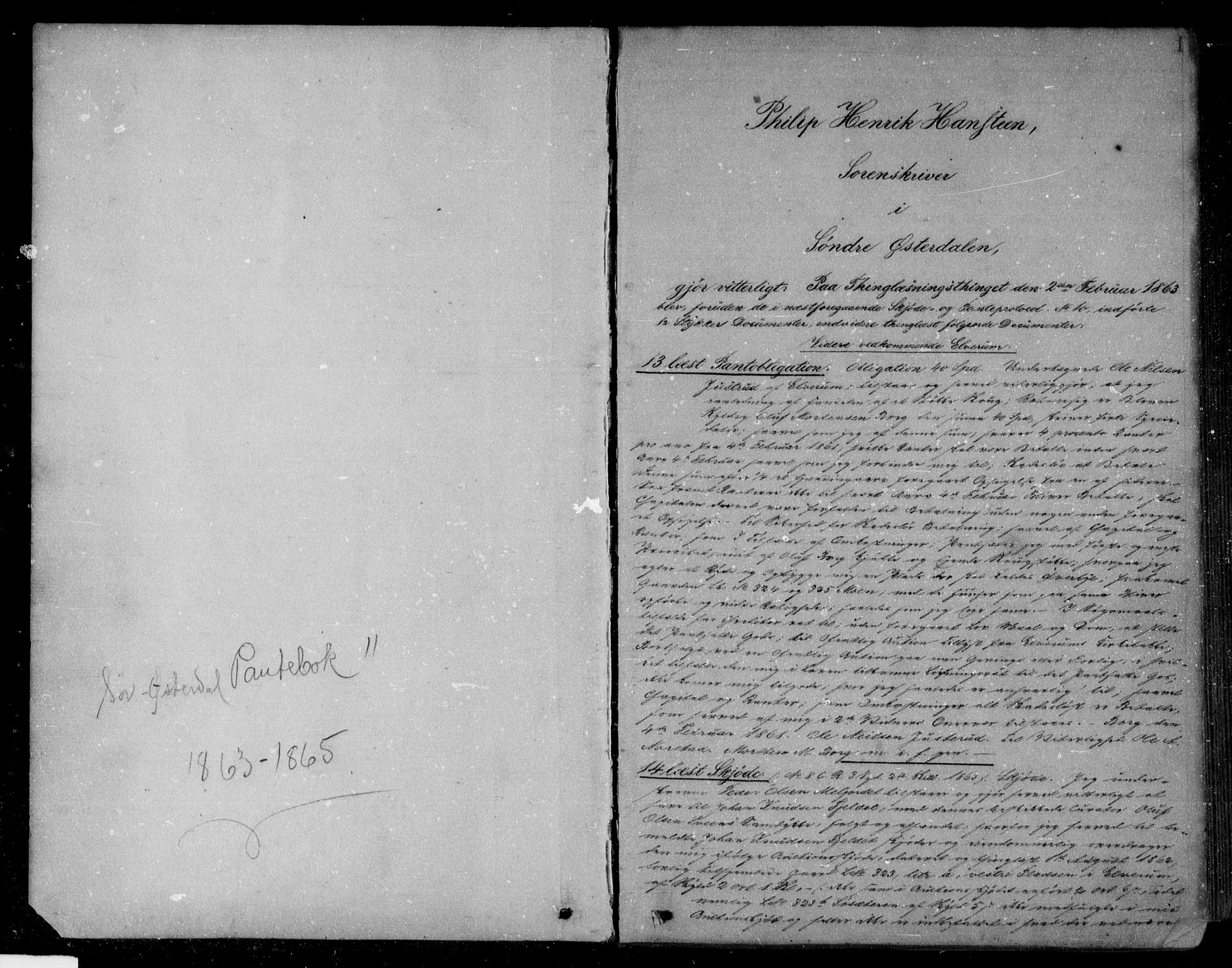 Sør-Østerdal sorenskriveri, SAH/TING-018/H/Hb/Hba/L0011: Pantebok nr. 11, 1863-1865, s. 0-1