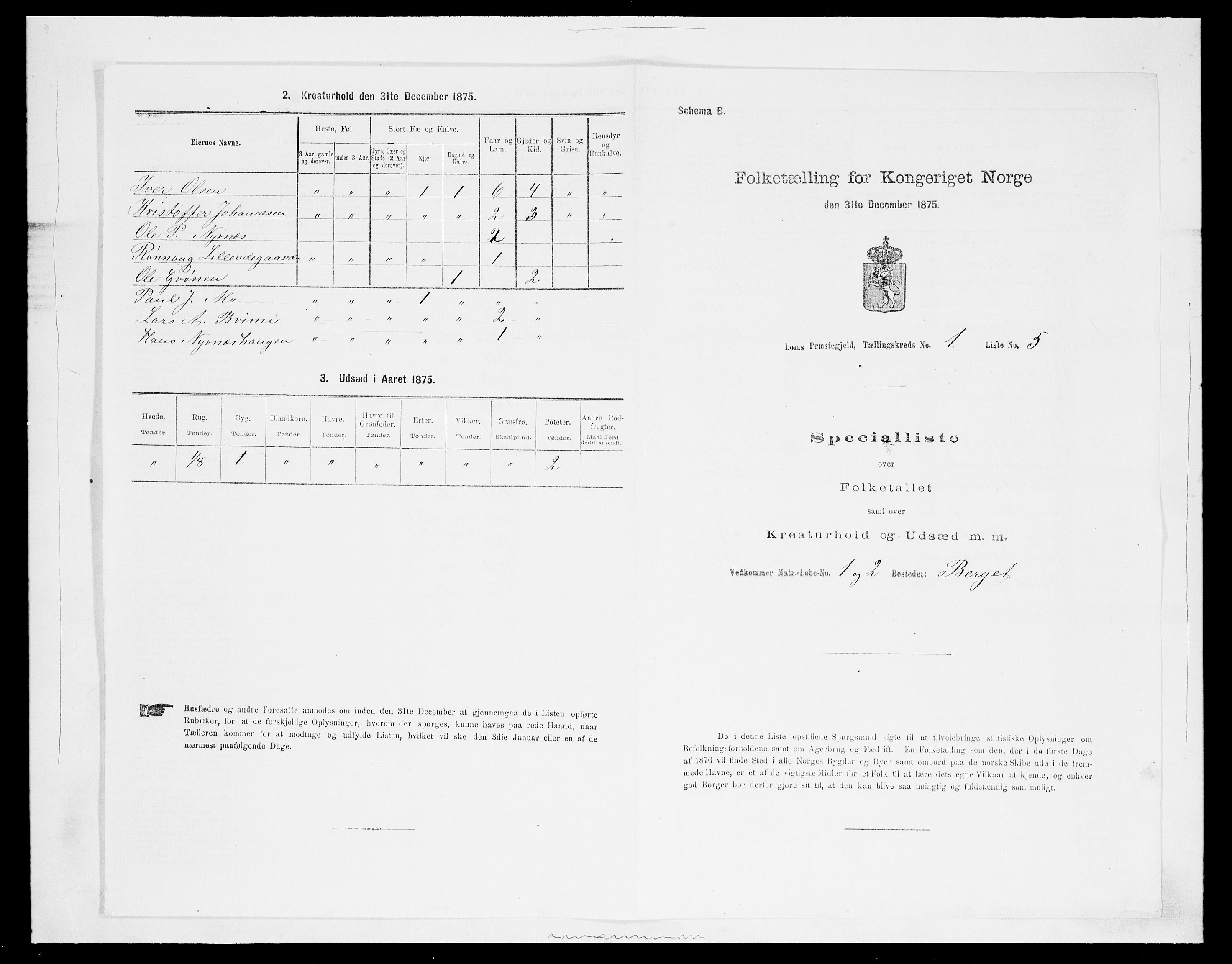 SAH, Folketelling 1875 for 0514P Lom prestegjeld, 1875, s. 69