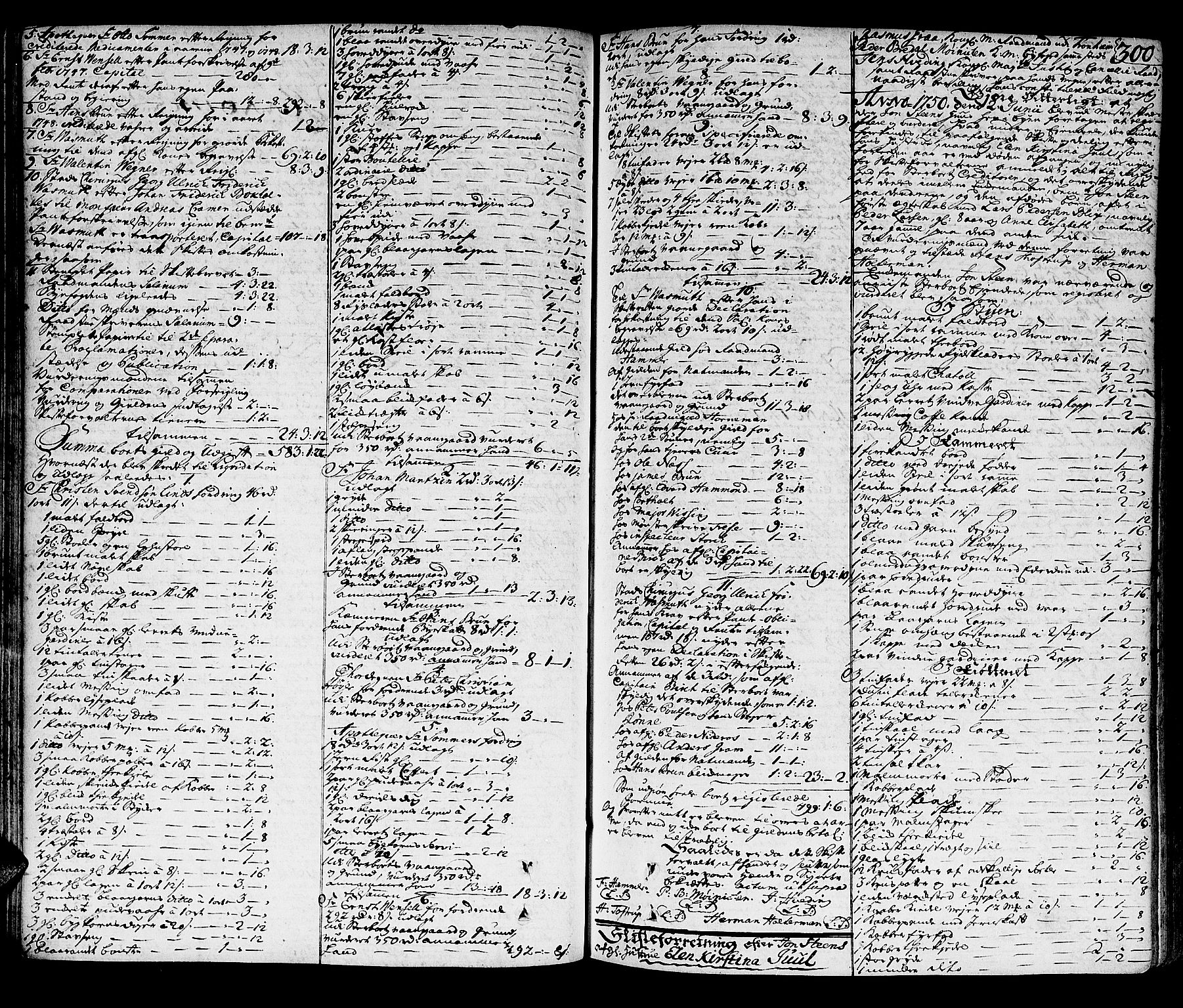 Trondheim byfogd, AV/SAT-A-0003/1/3/3A/L0016: Skifteprotokoll - gml.nr.14a. (m/ register), 1747-1751, s. 299b-300a