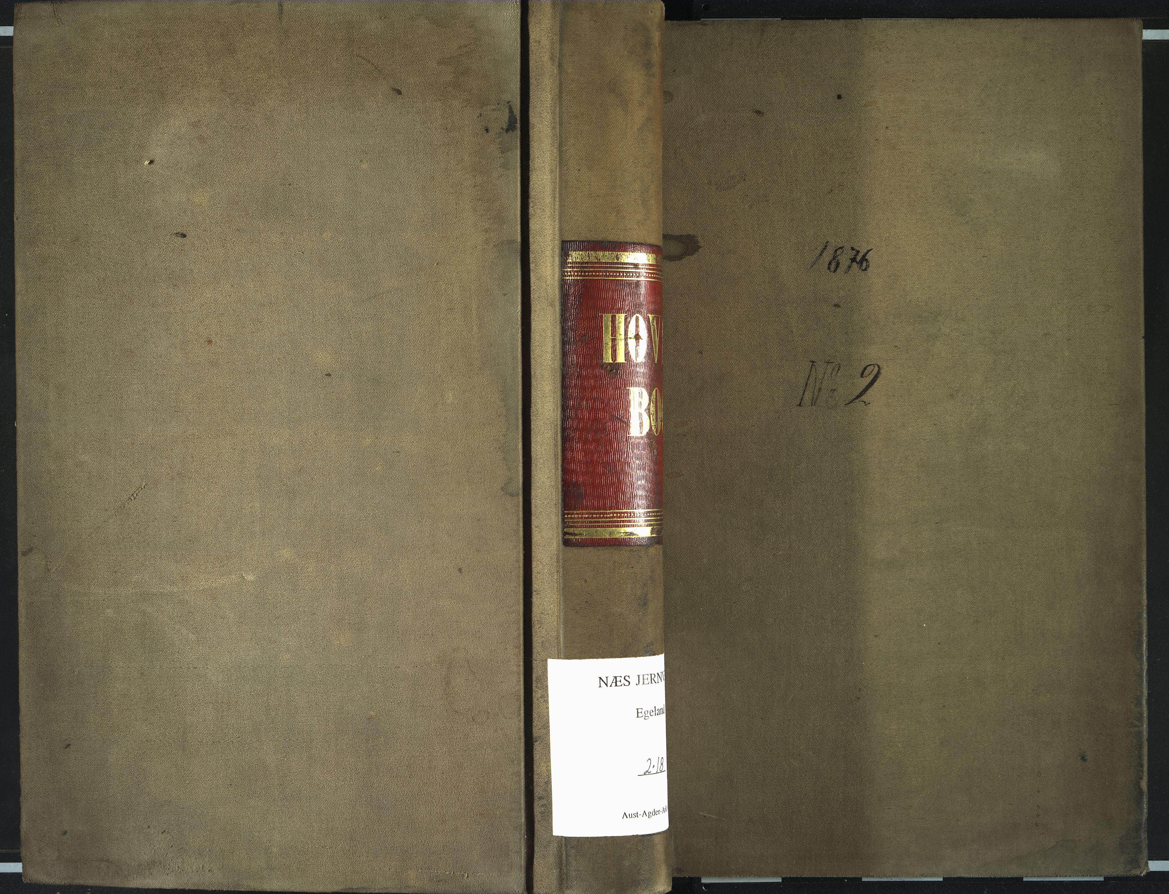 Egelands Verk, NESJ/NJM-002/02/L0018: Hovedbok (reg. på gårdsnavn), 1876