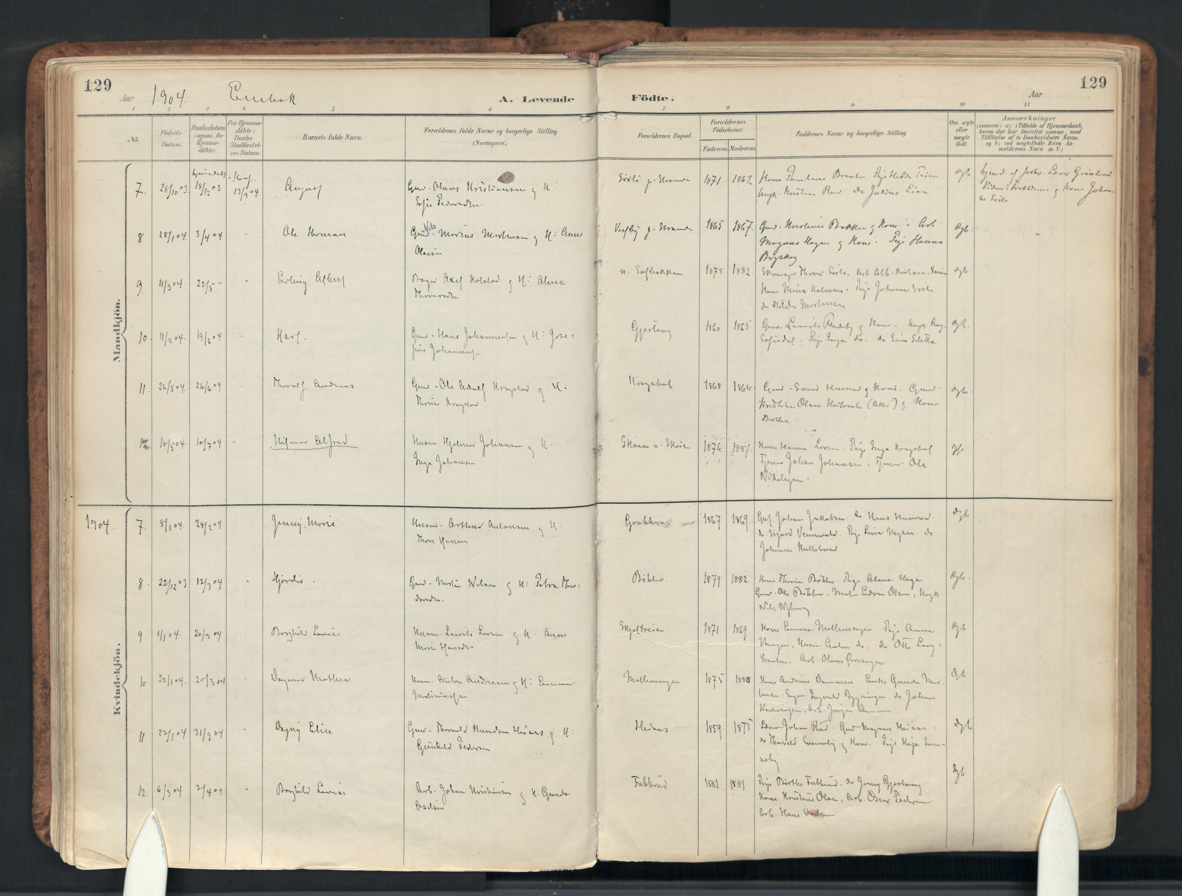 Enebakk prestekontor Kirkebøker, AV/SAO-A-10171c/F/Fb/L0002: Ministerialbok nr. II 2, 1891-1959, s. 129