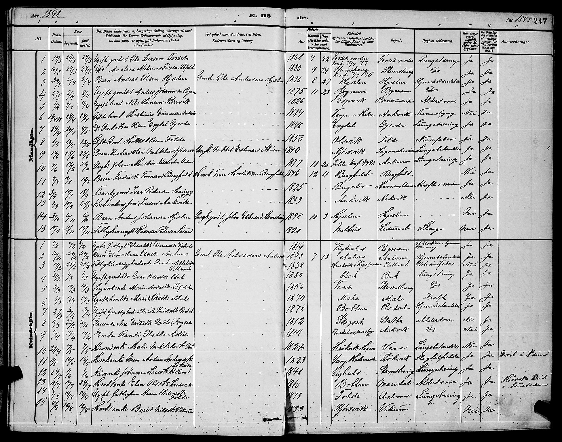 Ministerialprotokoller, klokkerbøker og fødselsregistre - Møre og Romsdal, AV/SAT-A-1454/578/L0909: Klokkerbok nr. 578C02, 1882-1900, s. 247