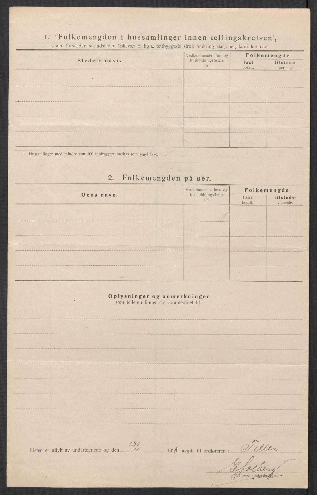 SAT, Folketelling 1920 for 1661 Tiller herred, 1920, s. 11