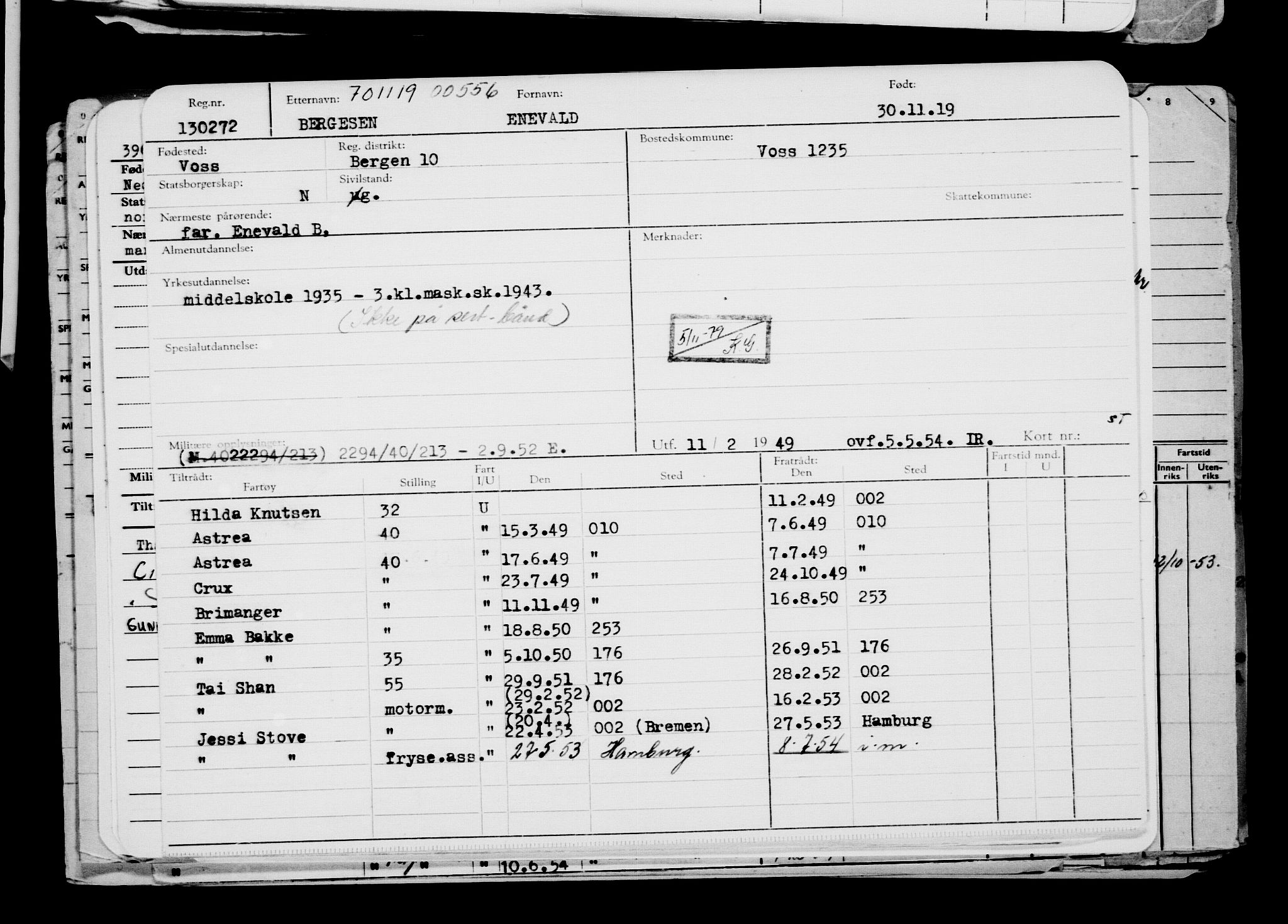 Direktoratet for sjømenn, AV/RA-S-3545/G/Gb/L0174: Hovedkort, 1919, s. 236