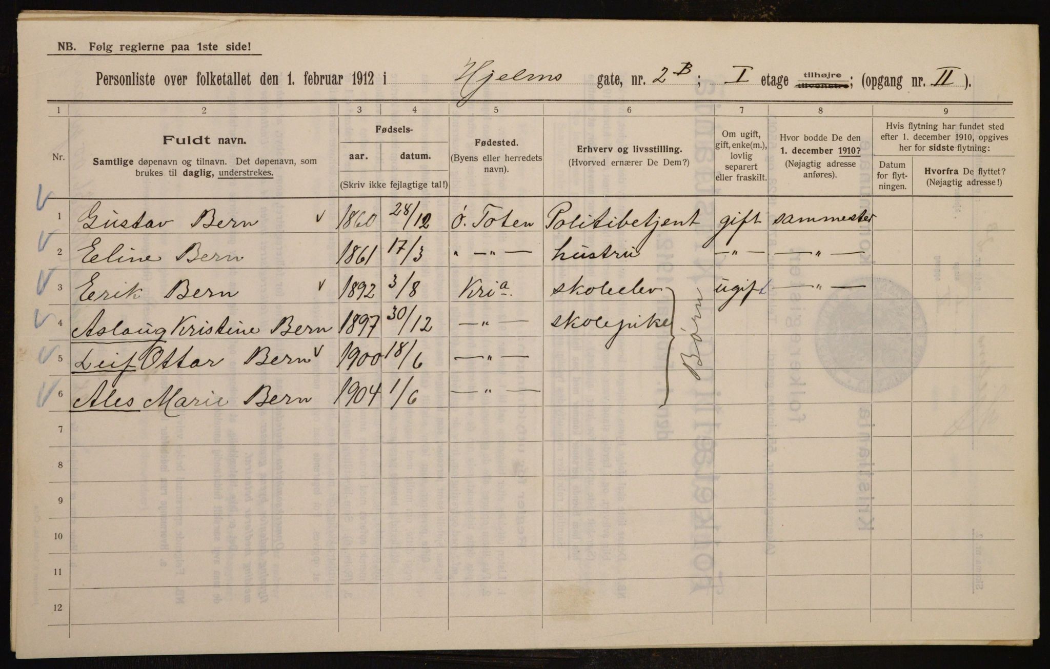 OBA, Kommunal folketelling 1.2.1912 for Kristiania, 1912, s. 40551