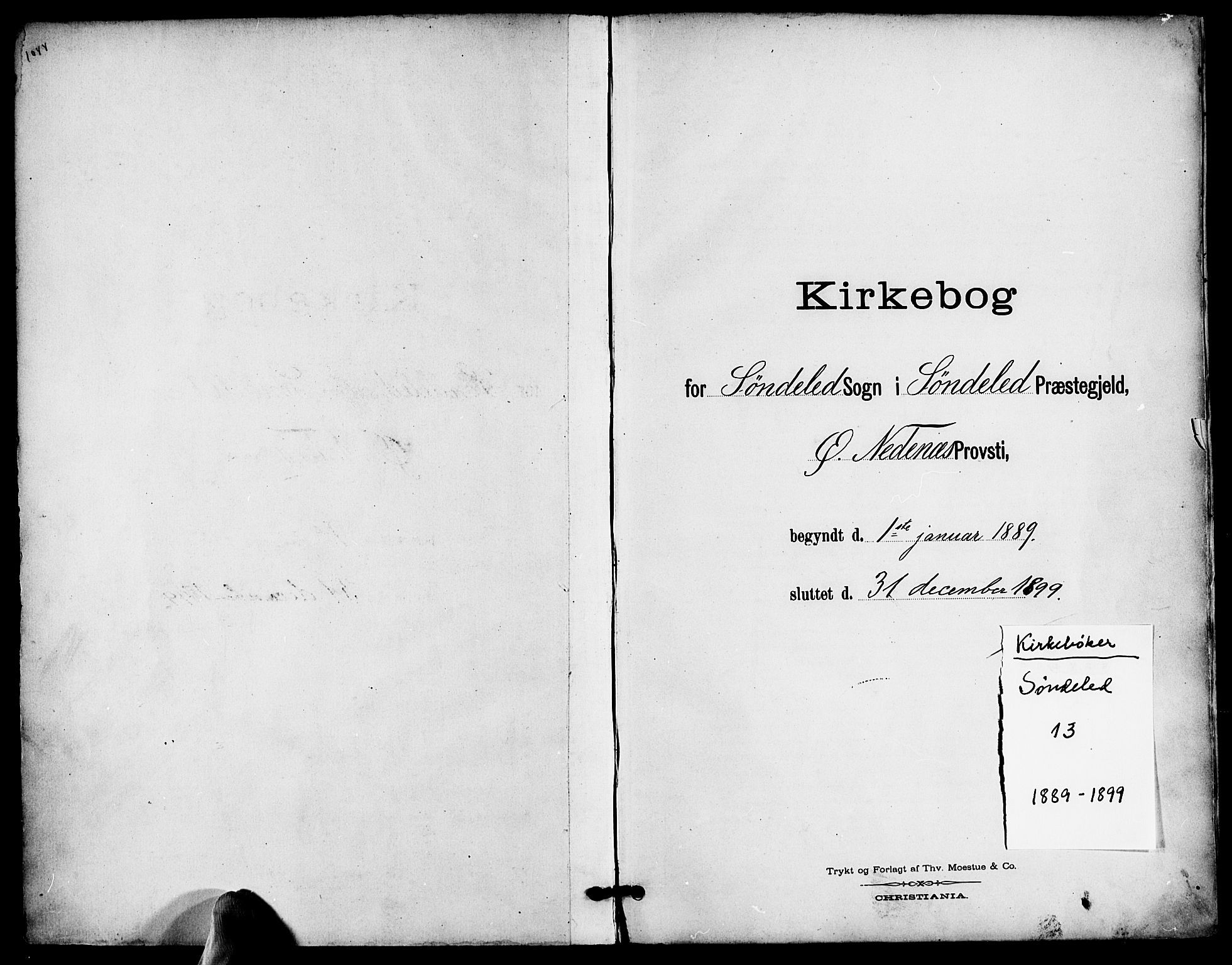 Søndeled sokneprestkontor, AV/SAK-1111-0038/F/Fa/L0005: Ministerialbok nr. A 5, 1889-1899