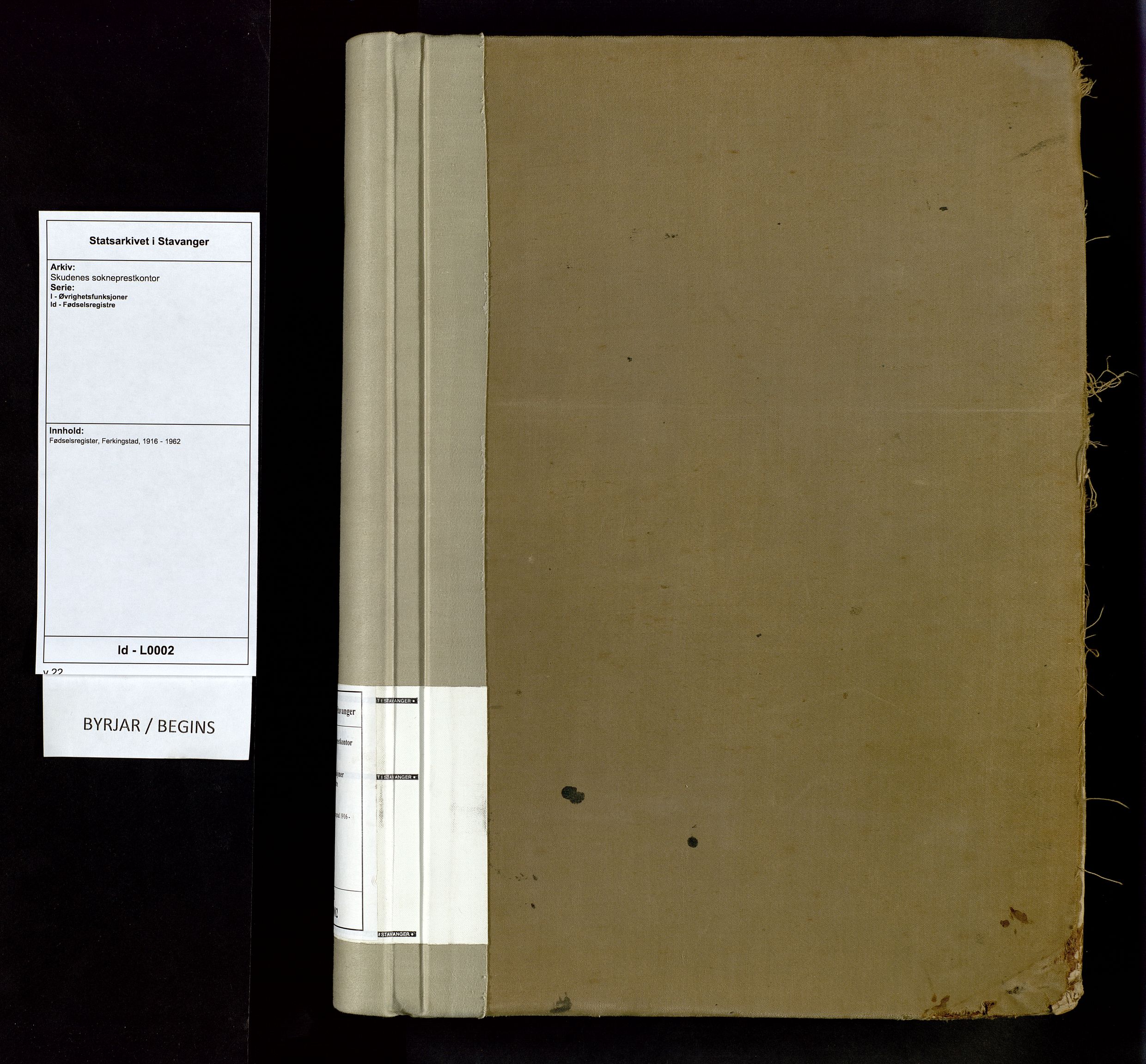 Skudenes sokneprestkontor, SAST/A -101849/I/Id/L0002: Fødselsregister nr. 2, 1916-1962