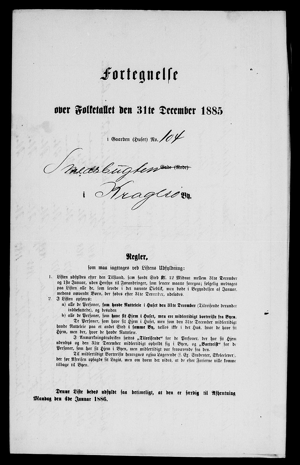 SAKO, Folketelling 1885 for 0801 Kragerø kjøpstad, 1885, s. 205