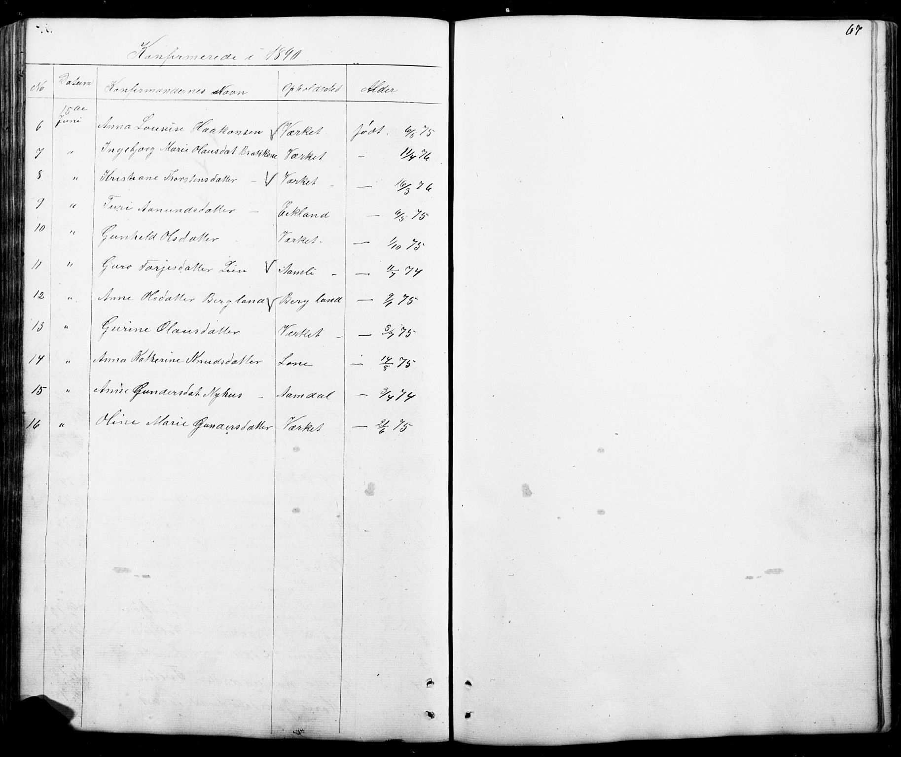 Mo kirkebøker, AV/SAKO-A-286/G/Gb/L0002: Klokkerbok nr. II 2, 1851-1890, s. 67