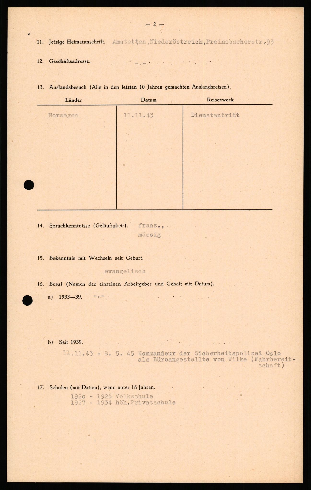 Forsvaret, Forsvarets overkommando II, AV/RA-RAFA-3915/D/Db/L0039: CI Questionaires. Tyske okkupasjonsstyrker i Norge. Østerrikere., 1945-1946, s. 361