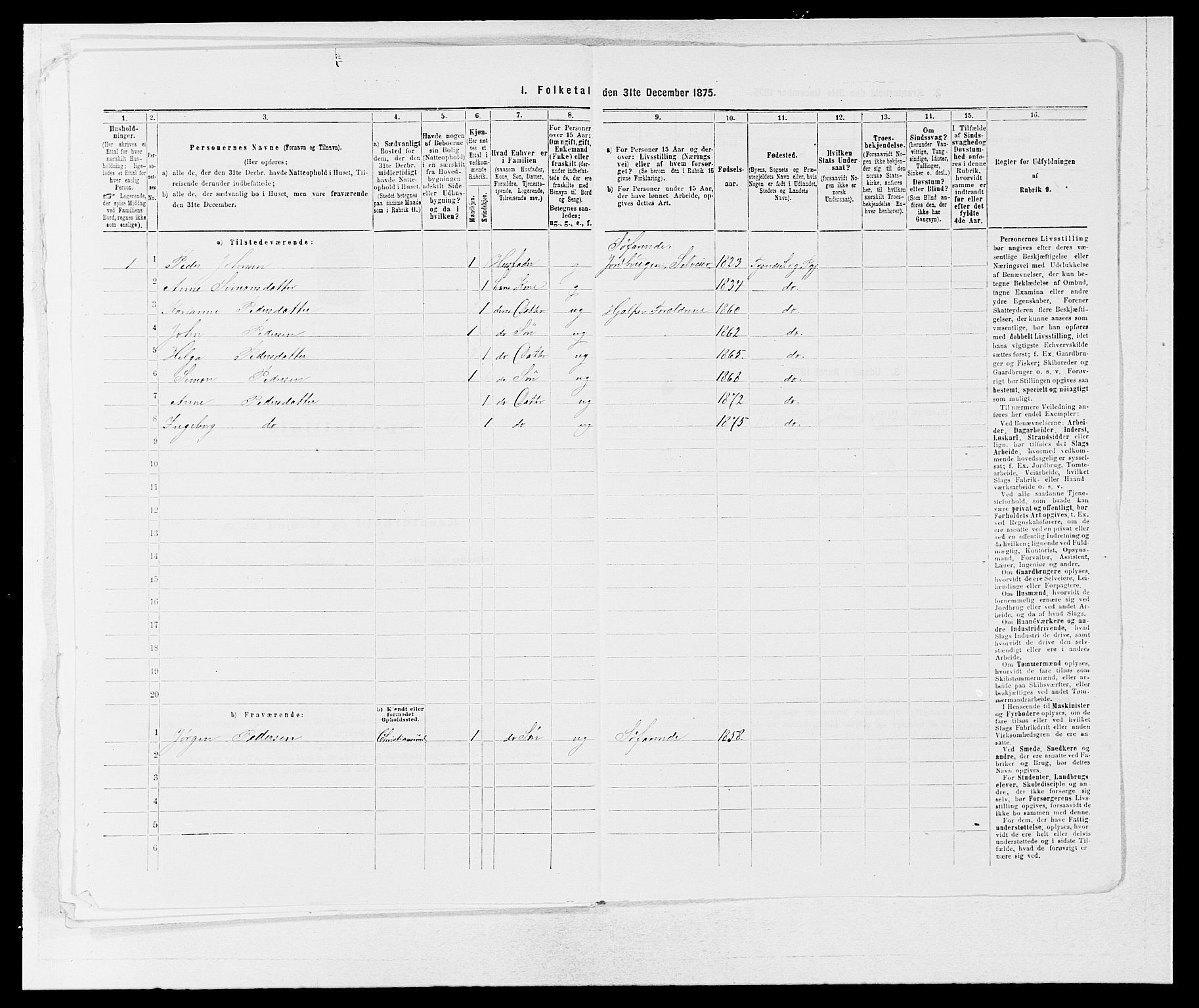 SAB, Folketelling 1875 for 1223P Tysnes prestegjeld, 1875, s. 1122