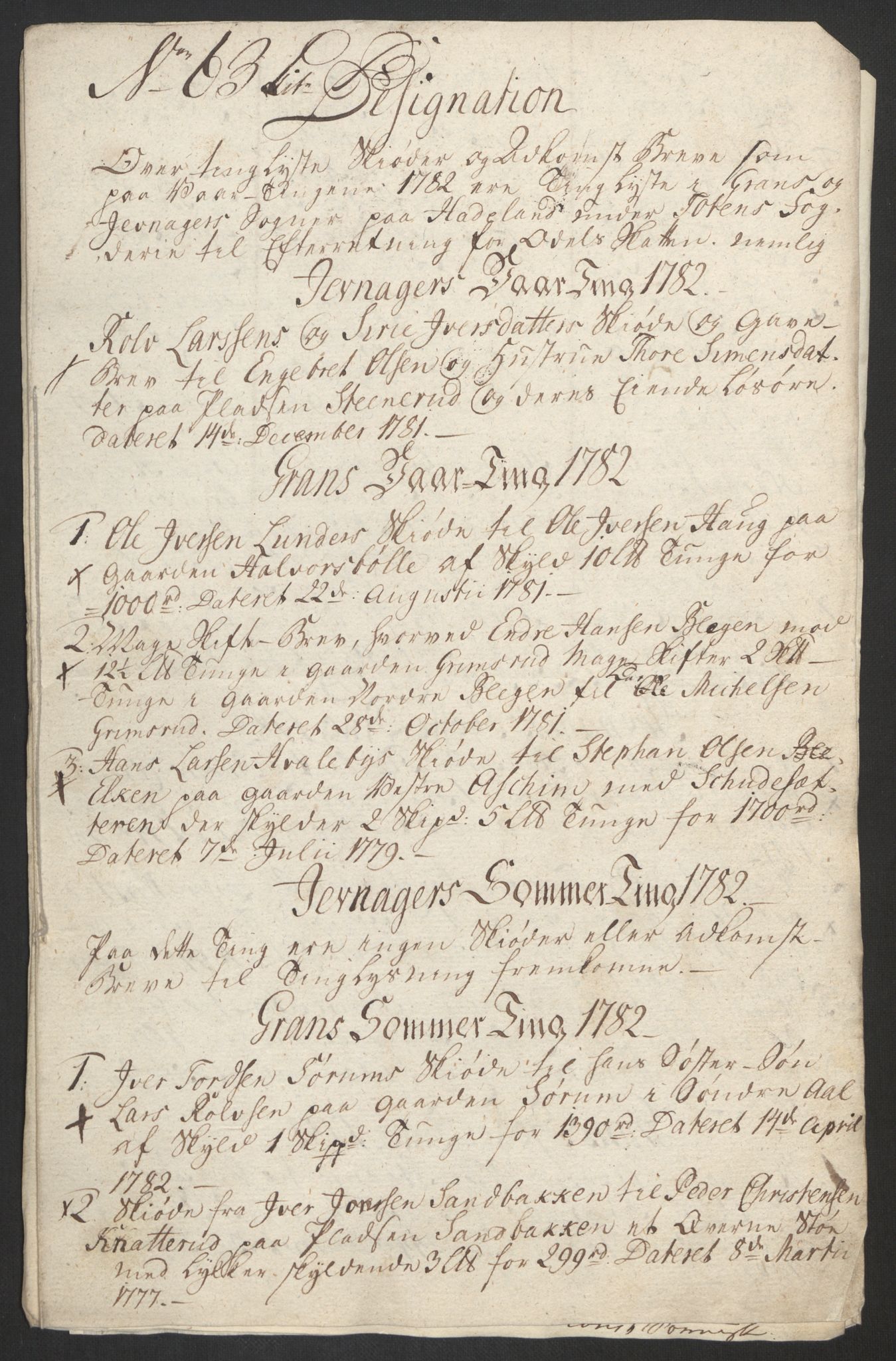 Rentekammeret inntil 1814, Reviderte regnskaper, Fogderegnskap, AV/RA-EA-4092/R19/L1369: Fogderegnskap Toten, Hadeland og Vardal, 1782, s. 220