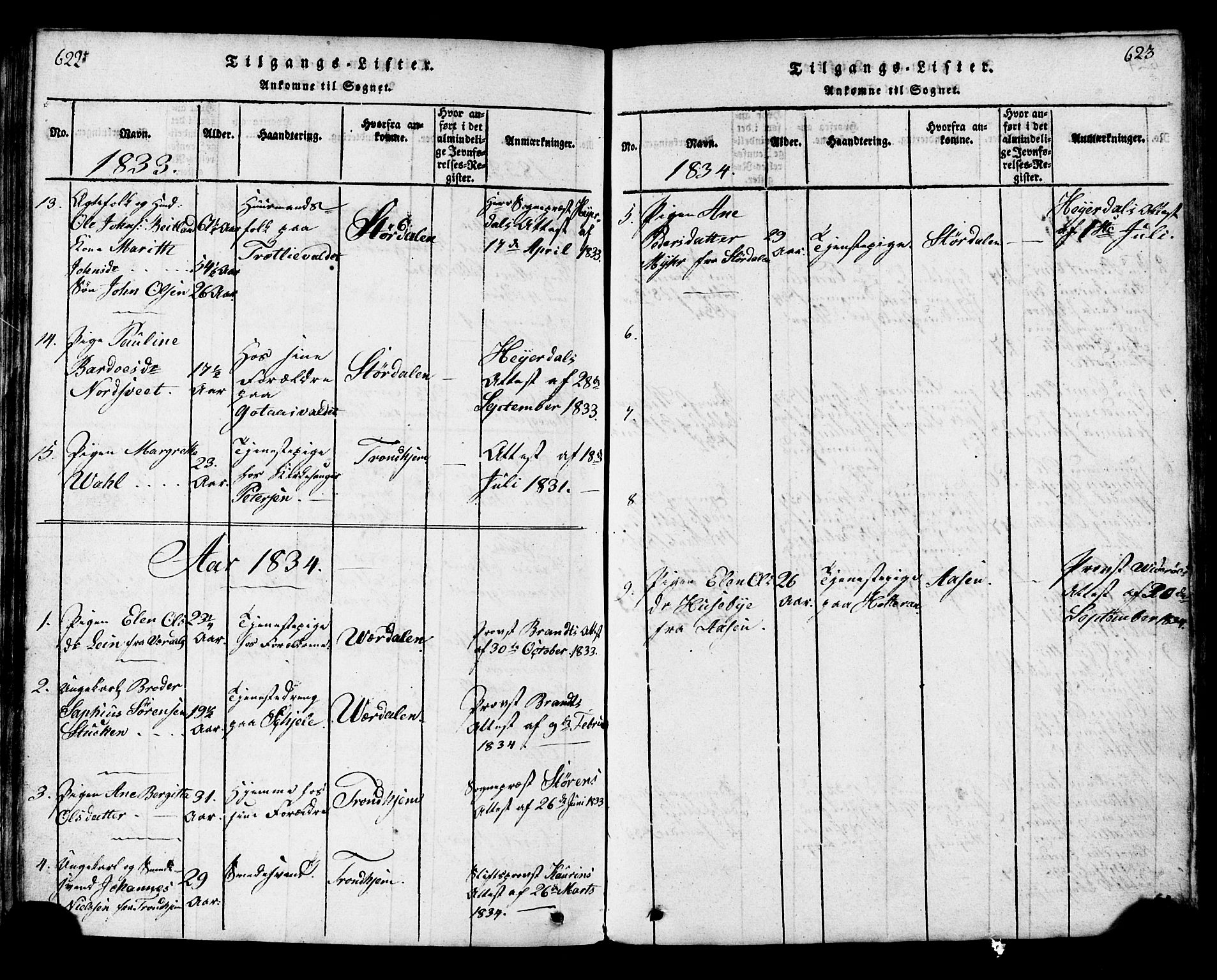 Ministerialprotokoller, klokkerbøker og fødselsregistre - Nord-Trøndelag, SAT/A-1458/717/L0169: Klokkerbok nr. 717C01, 1816-1834, s. 622-623