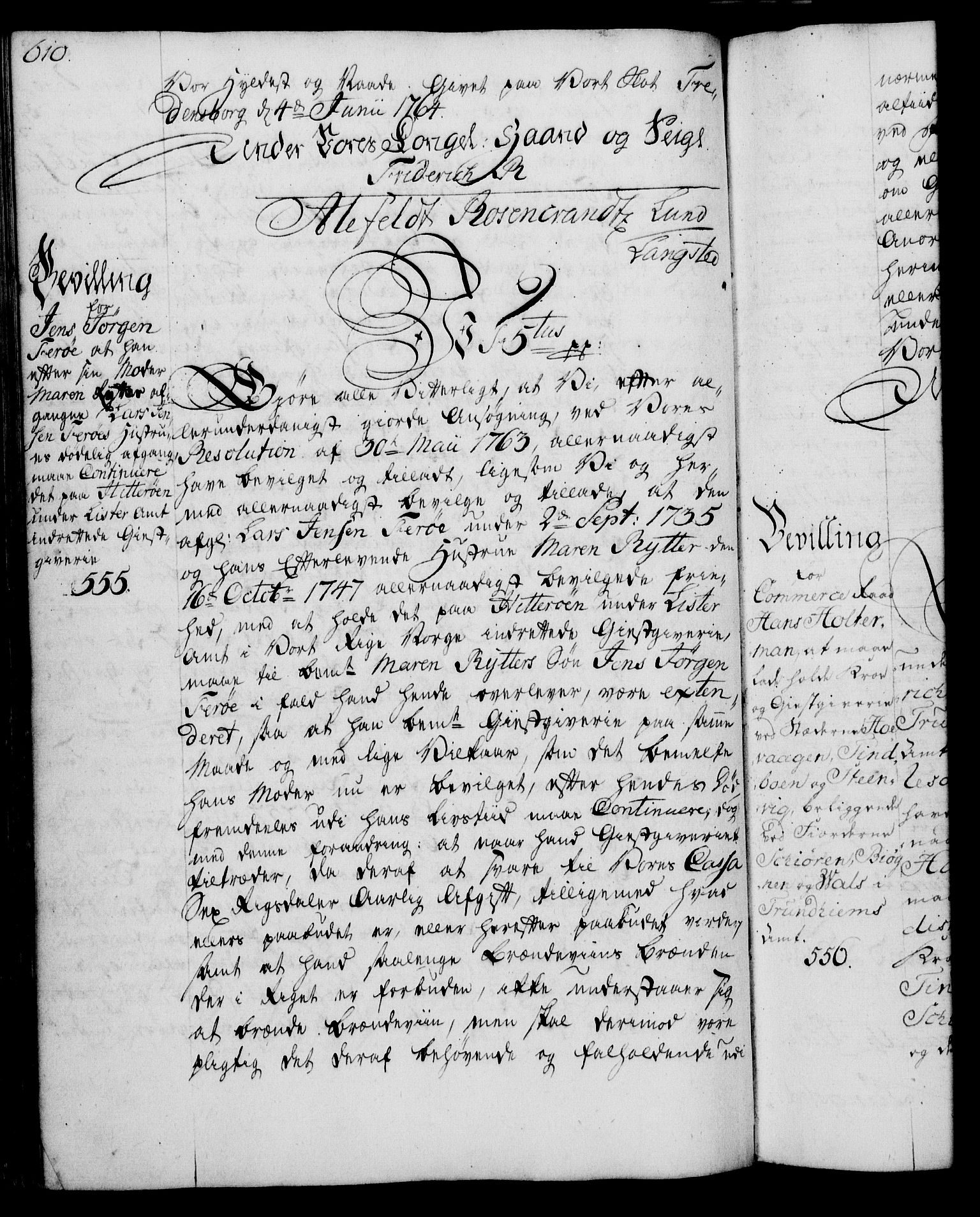 Rentekammeret, Kammerkanselliet, RA/EA-3111/G/Gg/Gga/L0007: Norsk ekspedisjonsprotokoll med register (merket RK 53.7), 1759-1768, s. 610
