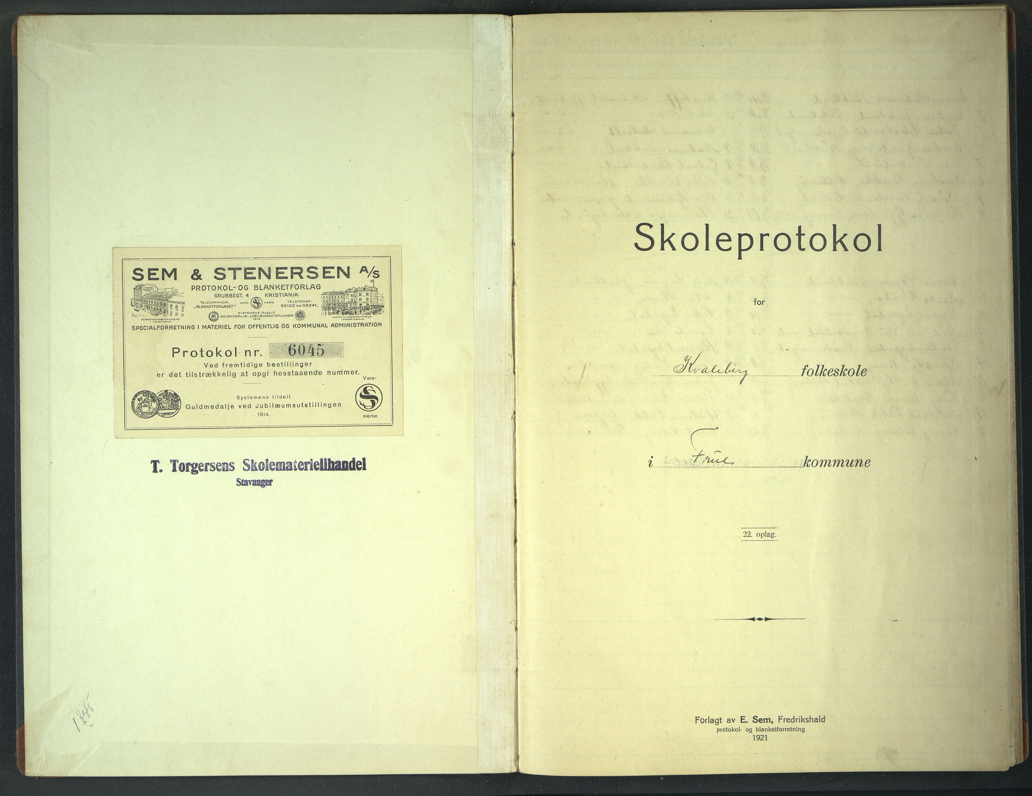 Hetland kommune. Kvaleberg skole, BYST/A-0145/G/Gb/L0015: Skoleprotokoll, 1923-1935