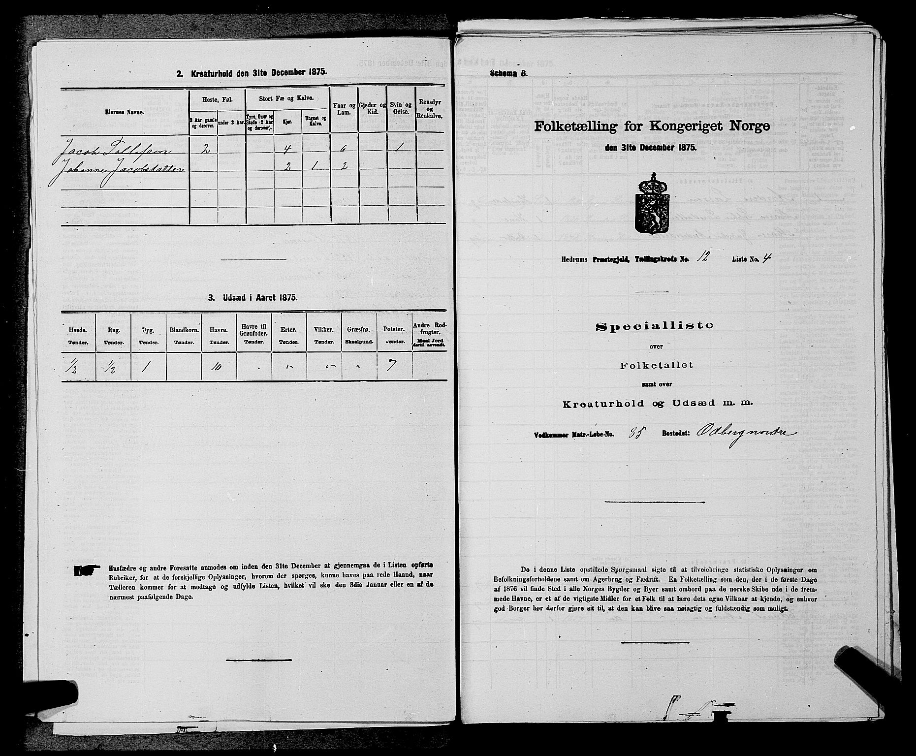 SAKO, Folketelling 1875 for 0727P Hedrum prestegjeld, 1875, s. 1114