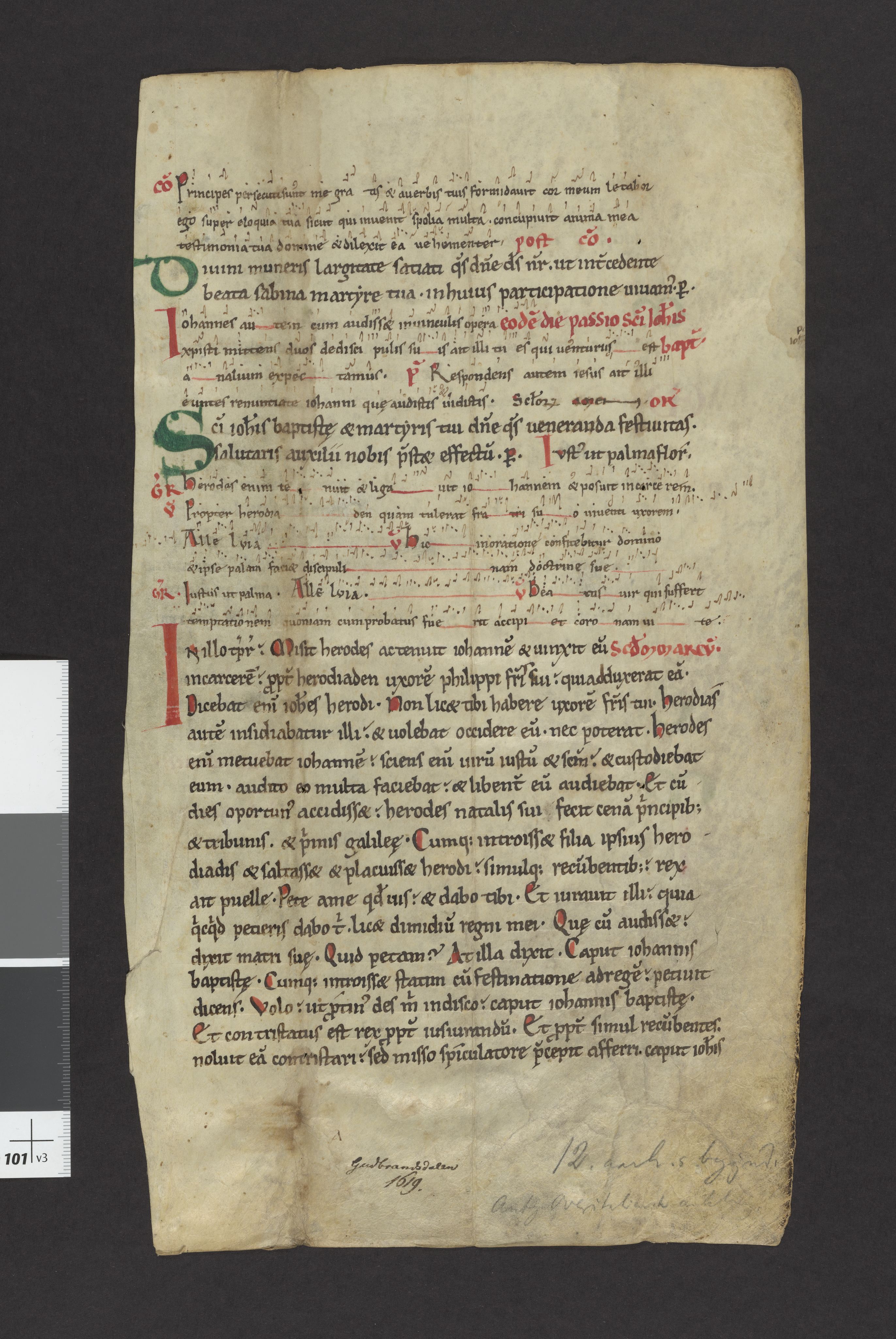 Riksarkivets diplomsamling, AV/RA-EA-5965/F27/F27A/F27Ab/L0001: Latinske fragmenter stort format, 1100-1536, s. 23