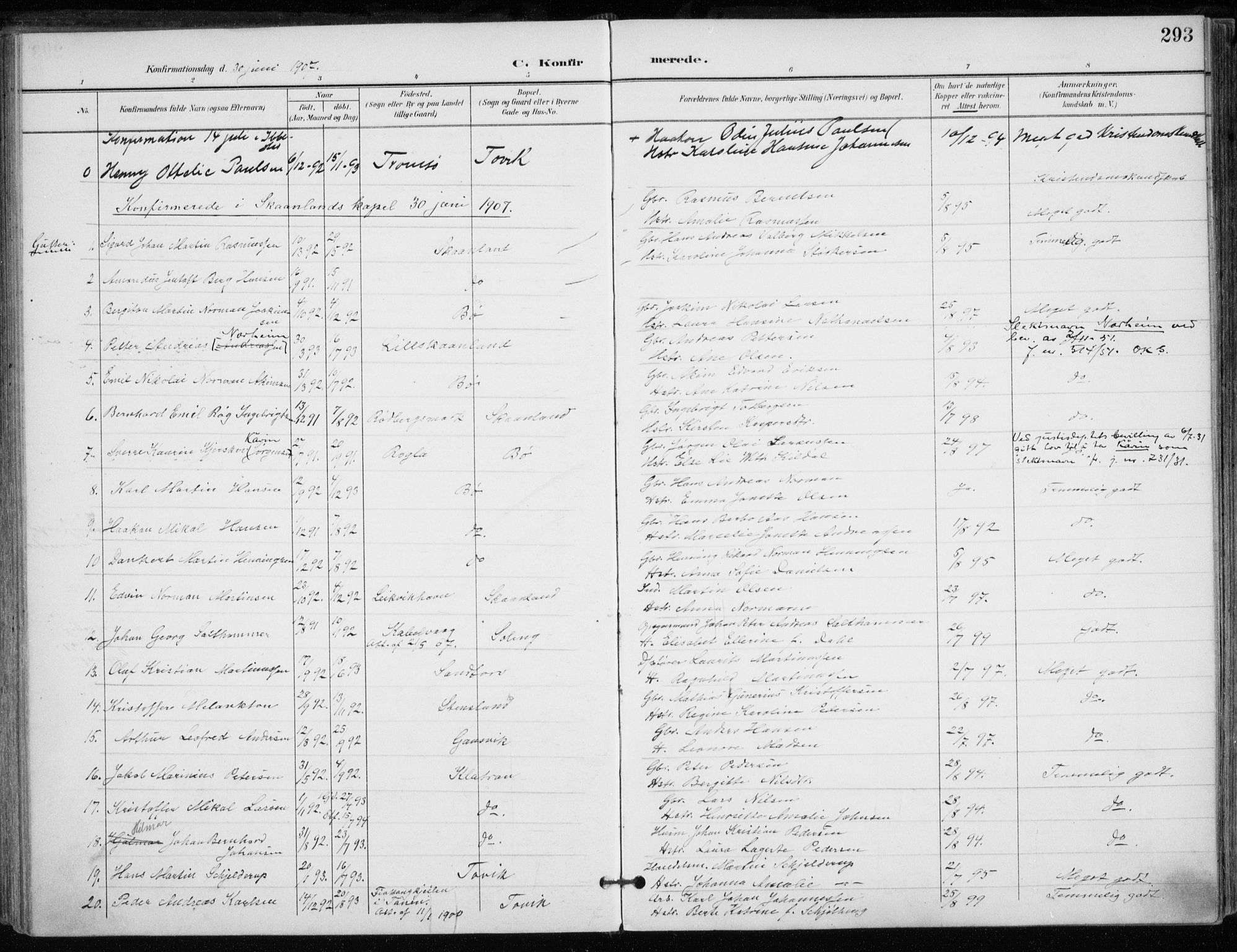 Trondenes sokneprestkontor, AV/SATØ-S-1319/H/Ha/L0017kirke: Ministerialbok nr. 17, 1899-1908, s. 293